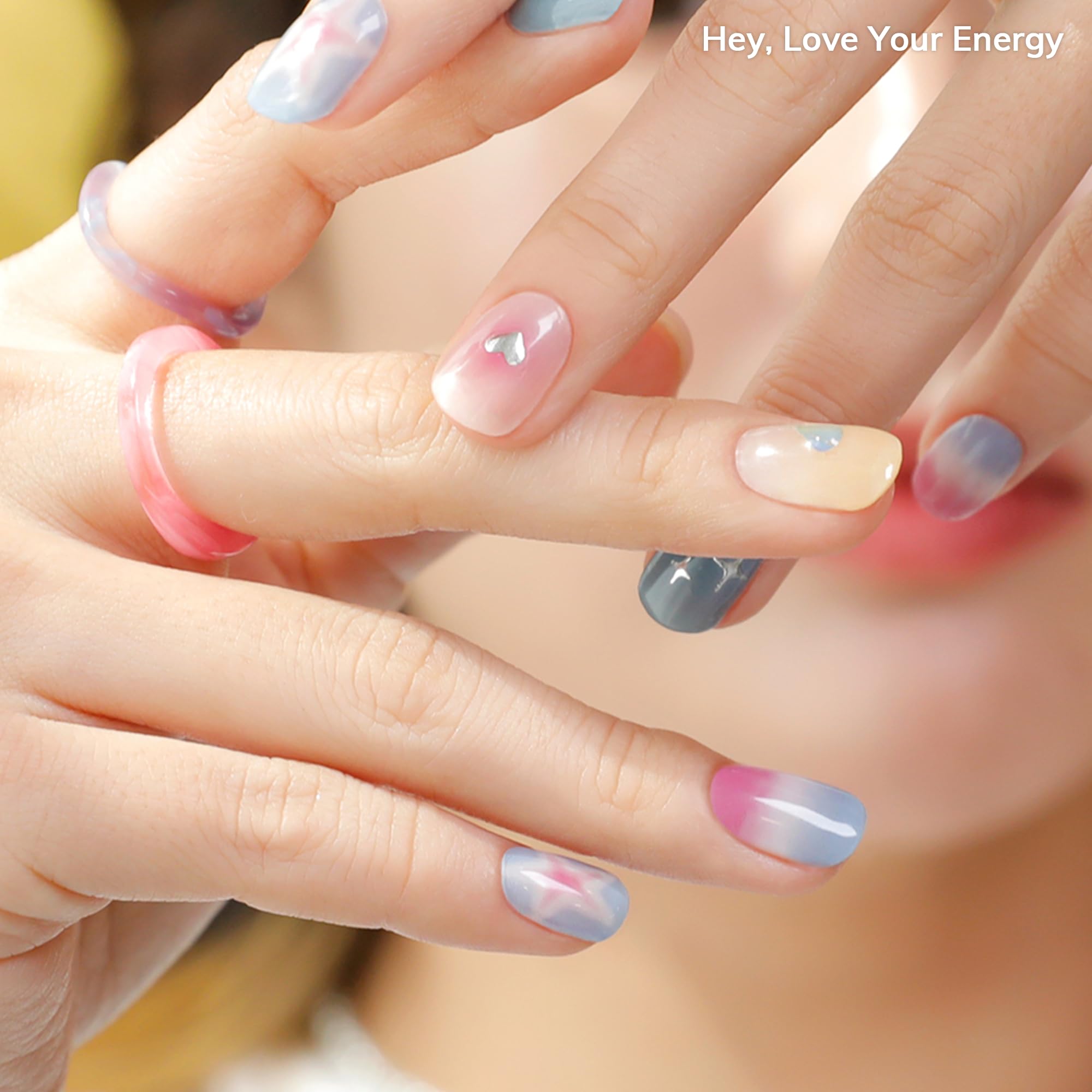 Semi Cured Gel Nail Strips Kit - Sun Cured No LED Lamp Needed, Easy to Apply & Remove - Includes 28 Nail Strips, Prep Pad, Nail File & Wooden Stick - Perfect for Home Manicures, DIY Nail Art & Travel Beauty Essentials