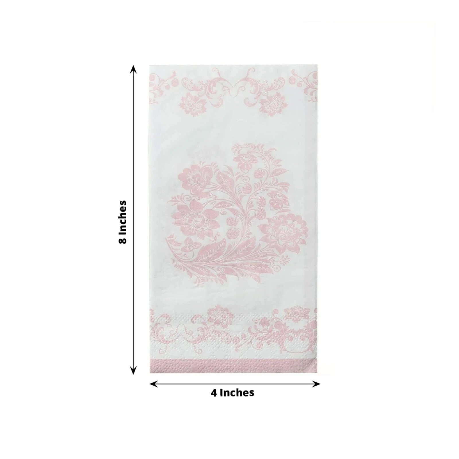 50 French Toile Floral Pattern Paper Dinner Napkins - White and Pink for Wedding, Party & Home Decor