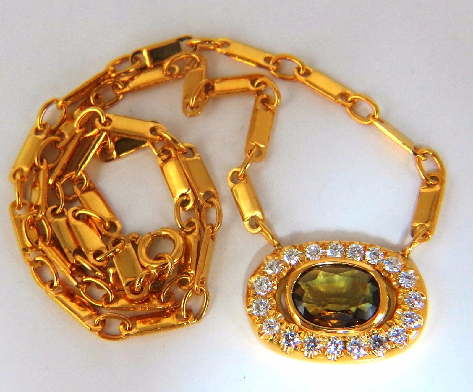2.70ct Natural Orange Brown Sapphire Diamond Necklace in 18kt Gold - 14.25 Inch Elegant Chain for Women, Perfect for Weddings, Anniversaries & Special Occasions