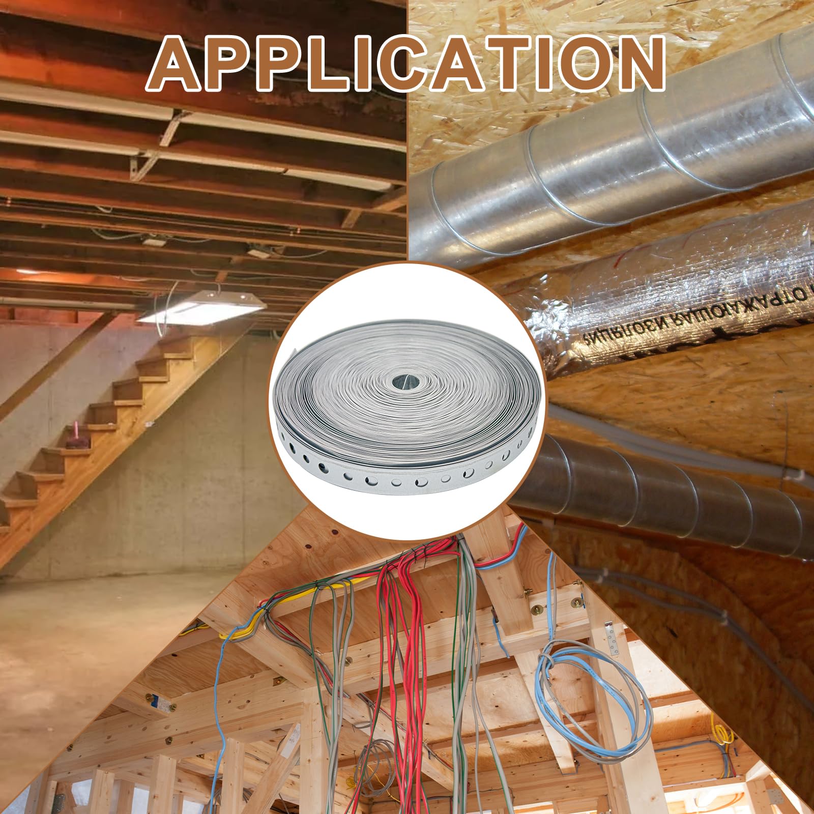3/4-Inch x 100-Feet 24-Gauge Galvanized Metal Pipe Strap for Pipe Support, Hanging & Flexible Trimming - Pre-Drilled Holes for Easy Installation - Perfect for Plumbing, HVAC & DIY Projects