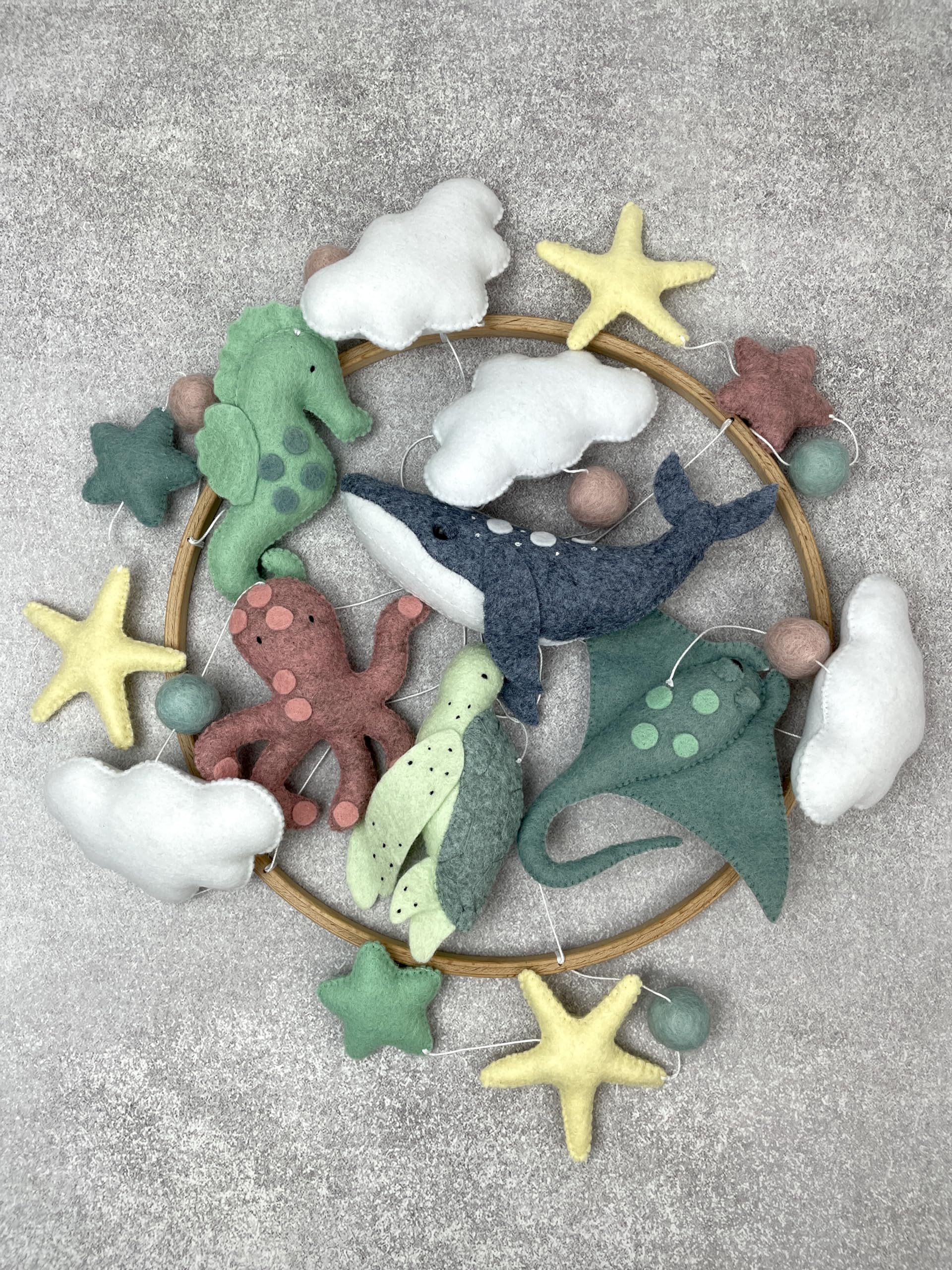 Ocean Baby Crib Mobile - Under the Sea Nursery Decor with Felt Sea Animals, Neutral Nautical Theme | Perfect Baby Shower Gift, Newborn Nursery Essential & Thoughtful Present for New Moms | Creates Calming Ocean Ambiance for Baby's Sleep Time