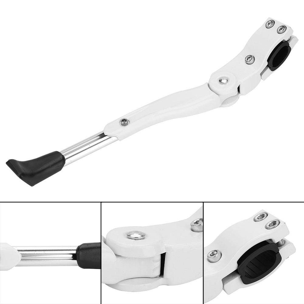 Aluminum Alloy Adjustable Bike Kickstand - Single Side Stand for Mountain & Road Bicycles - Easy Installation (White) | Perfect for Parking & Storage on Various Terrains