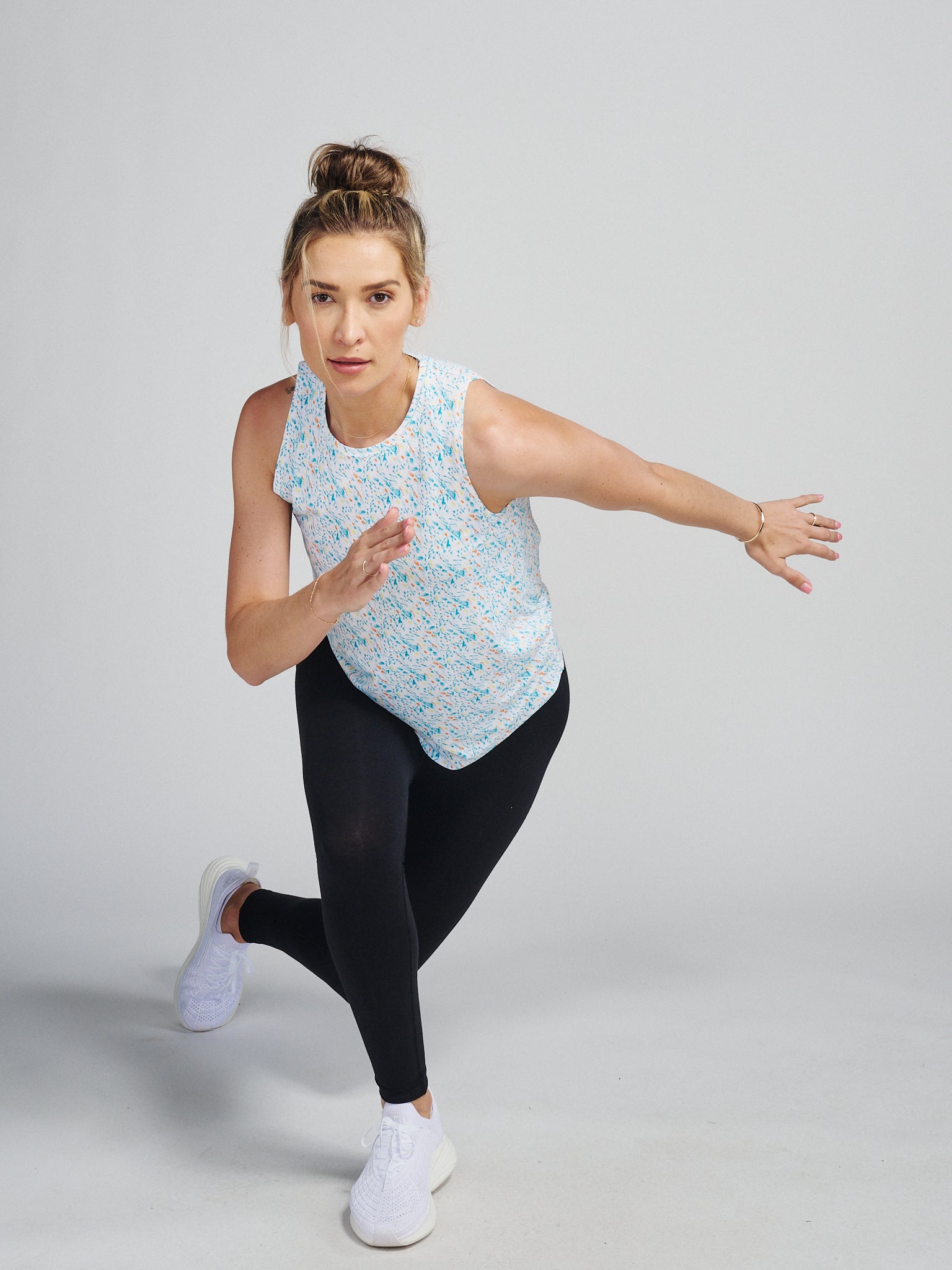 NOLA Tank Top - Women's White Confetti Print Casual T-Shirt for Summer, Beach, and Party Wear