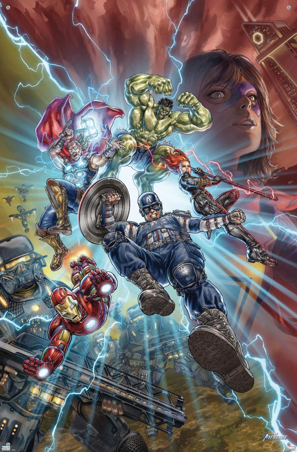 Marvel's Avengers Superhero Battle Wall Poster with Push Pins - Perfect for Bedroom, Game Room & Office Decor