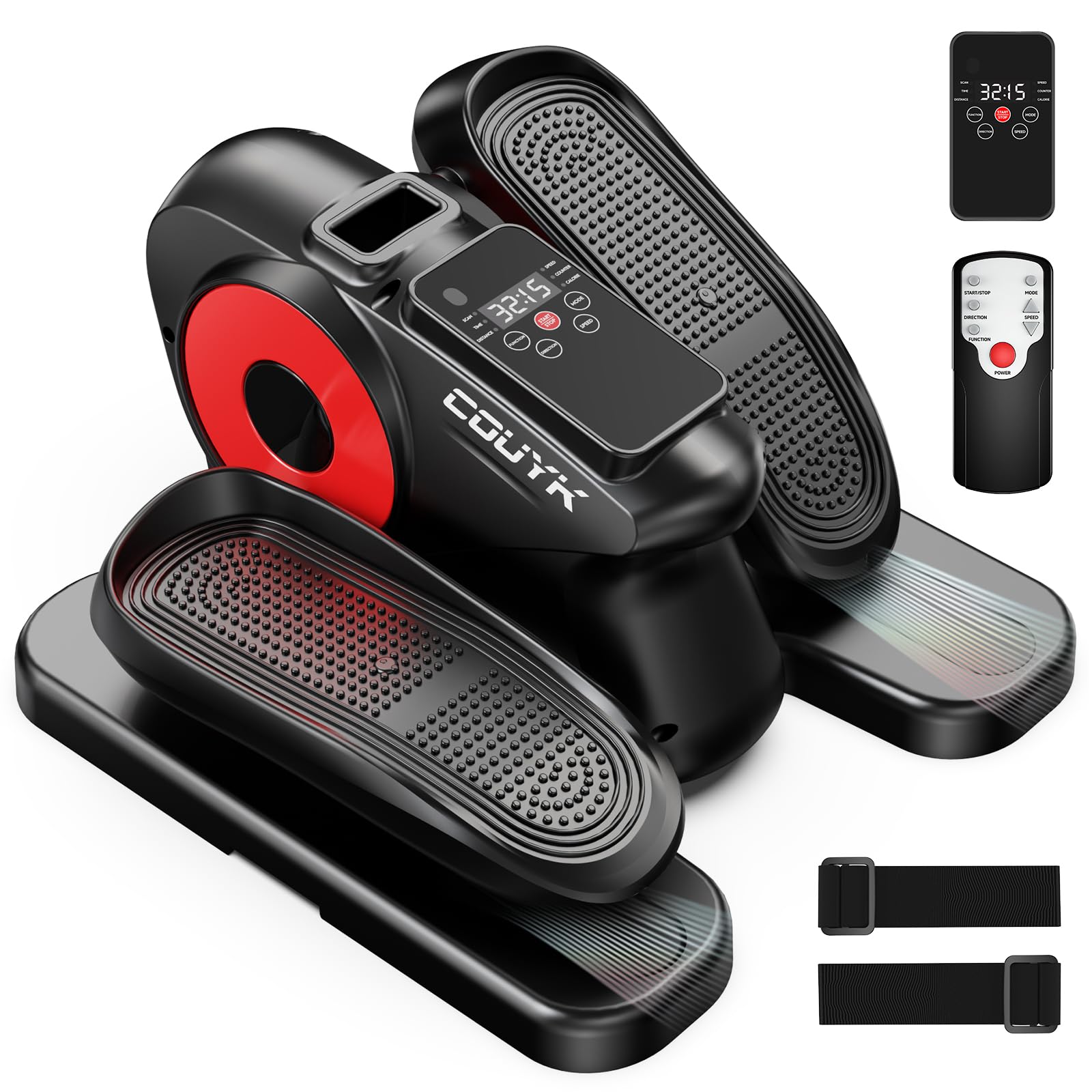 Under Desk Elliptical Machine - Quiet Portable Leg Exerciser for Seniors & Adults with LCD Display, Non-Slip Foot Straps, Remote Control & 12 Speed Levels | Home Office Workout Equipment for Sedentary Lifestyle