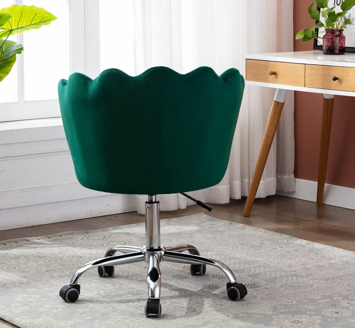Velvet Home Office Chair - Adjustable Height Modern Desk Chair, Upholstered Swivel Computer Chair with Wheels for Living Room, Bedroom & Makeup Vanity | Ergonomic Workstation Seating for Remote Work & Home Decor