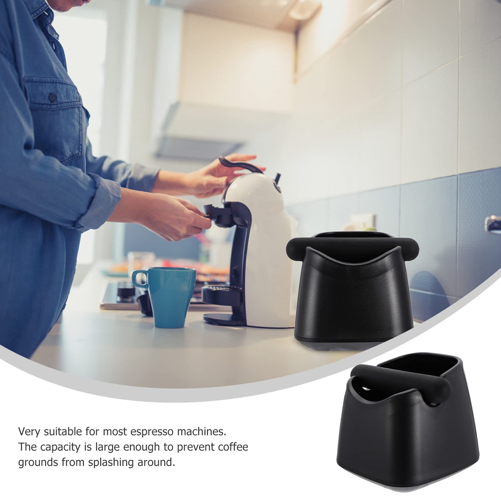 Cabilock 1-Piece Plastic Coffee Grounds Container - Espresso Grinds Waste Bin for Coffee Machines & Makers - Compact Coffee Grounds Bucket for Easy Disposal - Perfect for Home, Office & Cafe Use