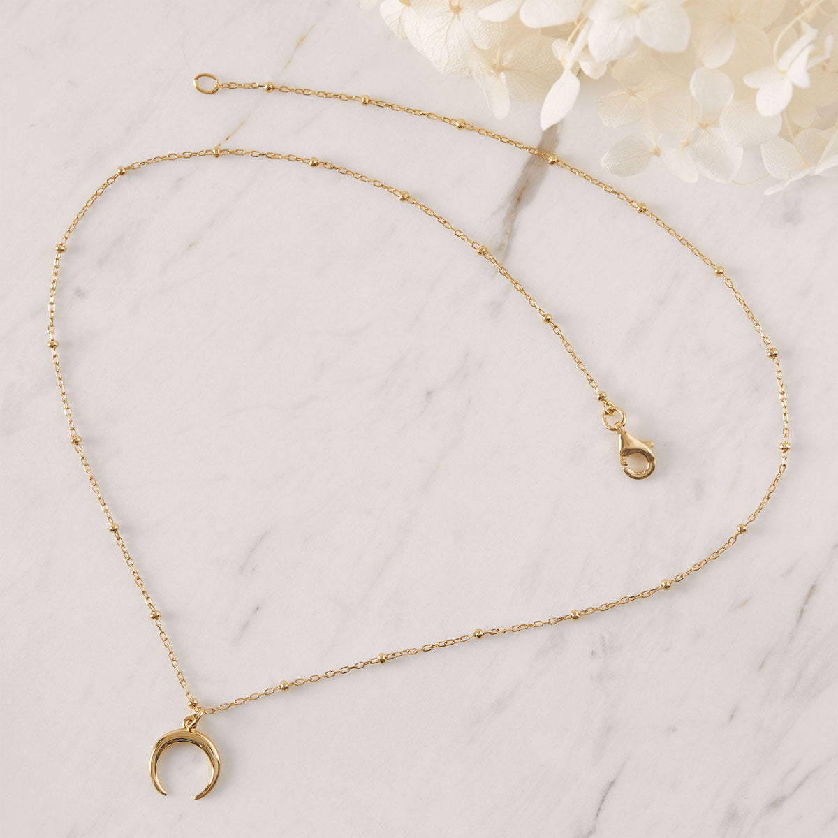 Elegant Petite Moon Illusion Gold Necklace for Women - Dainty Gold Moon Pendant Jewelry - Perfect for Date Night & Special Occasions