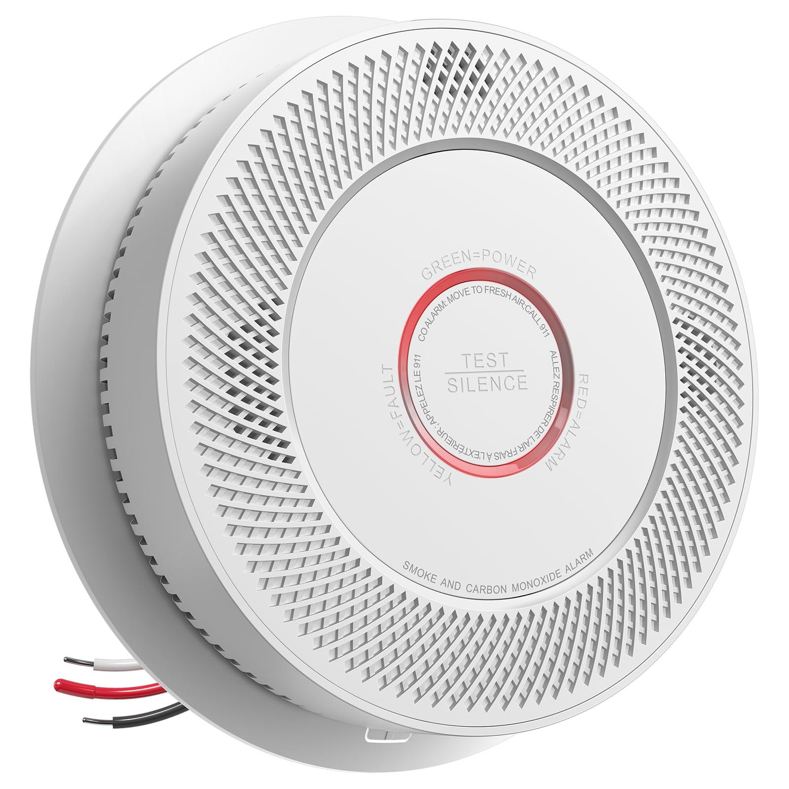 SITERWELL Hardwired Interconnected Smoke and Carbon Monoxide Detector with Voice Alert - 10 Year Battery Life, 2 AA Backup - Ideal for Home, Office & Apartment Safety (1 Pack)
