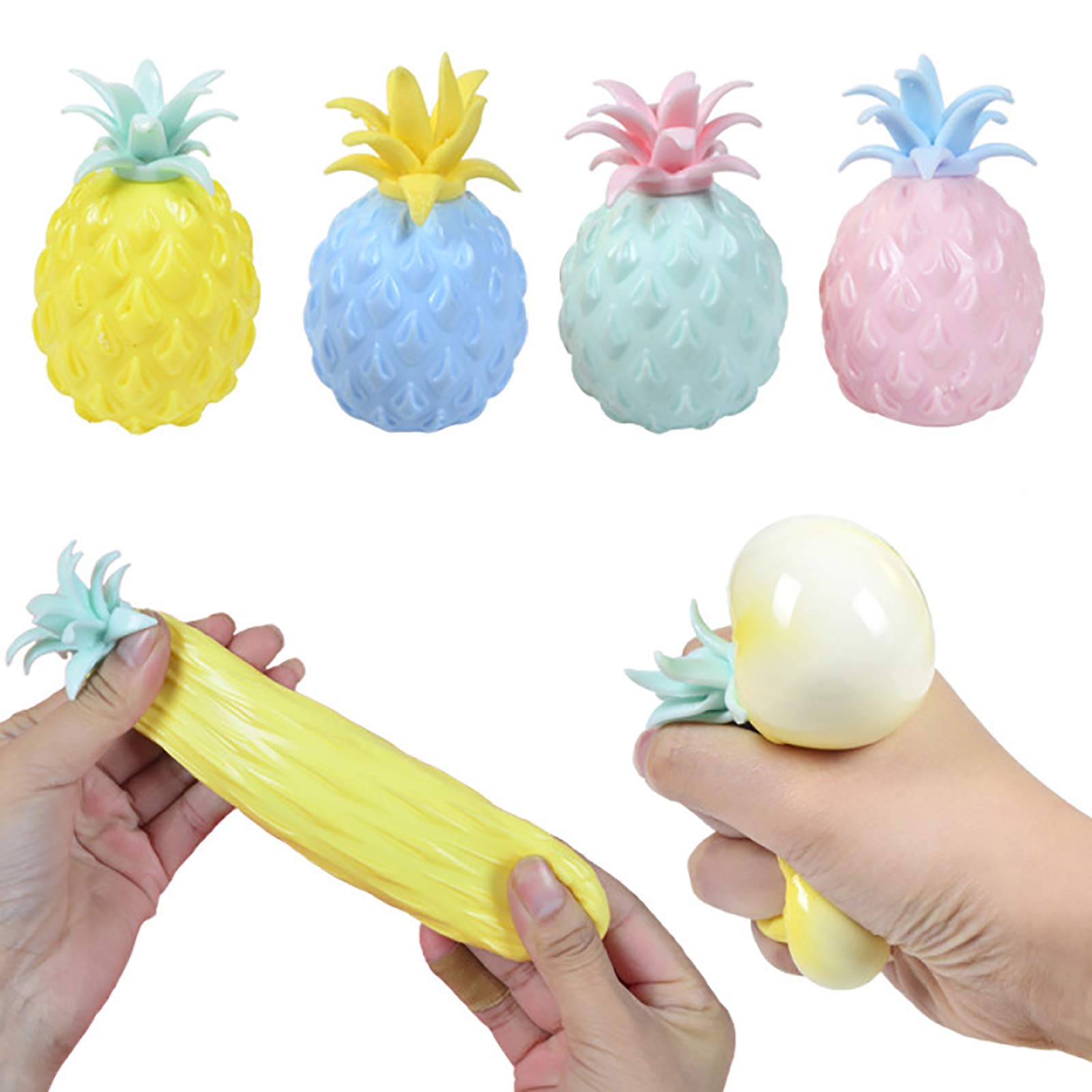 Banana Squishy Toy - Stress Relief Fidget Ball with Water Beads, Pineapple, Strawberry & Grape Designs (4 Colors) - Perfect for Anxiety Relief, Office Desk Toys & Sensory Play
