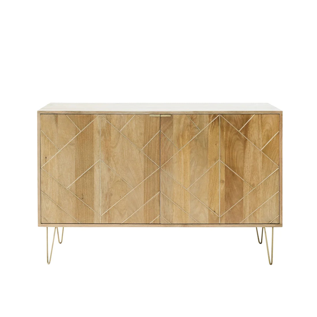 Gfine Solid Mango Wood & Iron Sideboard with 2 Doors - 101x45x88cm - Modern Storage Cabinet for Living Room, Dining Room & Entryway