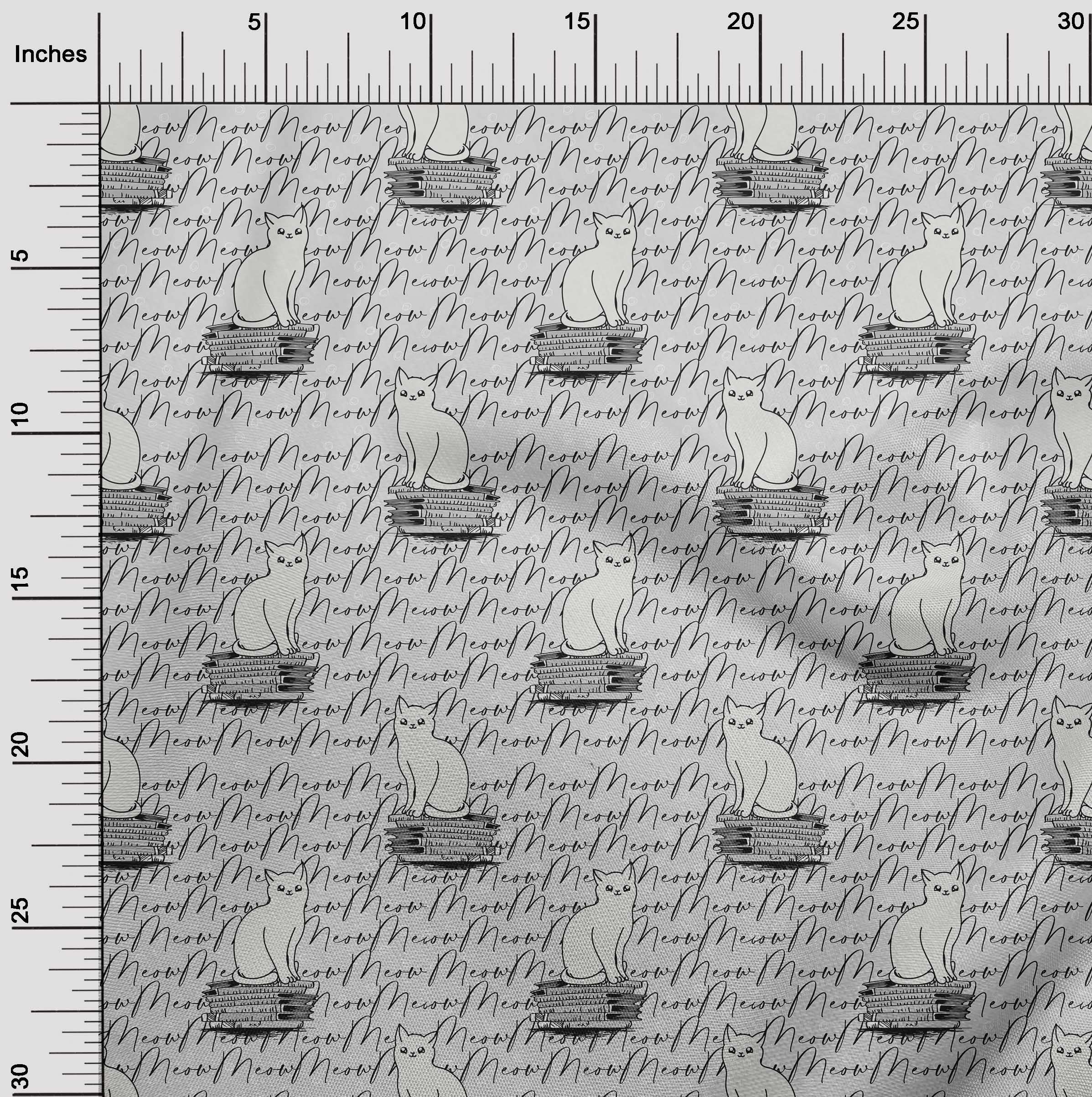 oneOone Polyester Spandex Light Gray Animal Cat Print Fabric - 56 Inch Wide Textured DIY Clothing & Quilting Material (1 Yard) - Perfect for Costumes, Home Decor & Craft Projects