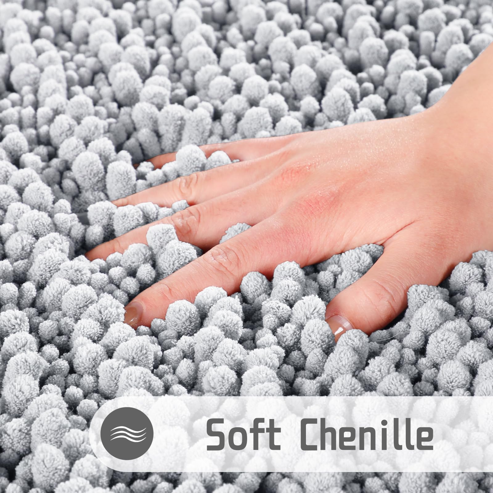 Non-Slip Silver Bath Mat - Soft Absorbent Quick Dry for Bathroom & Bedroom Decor