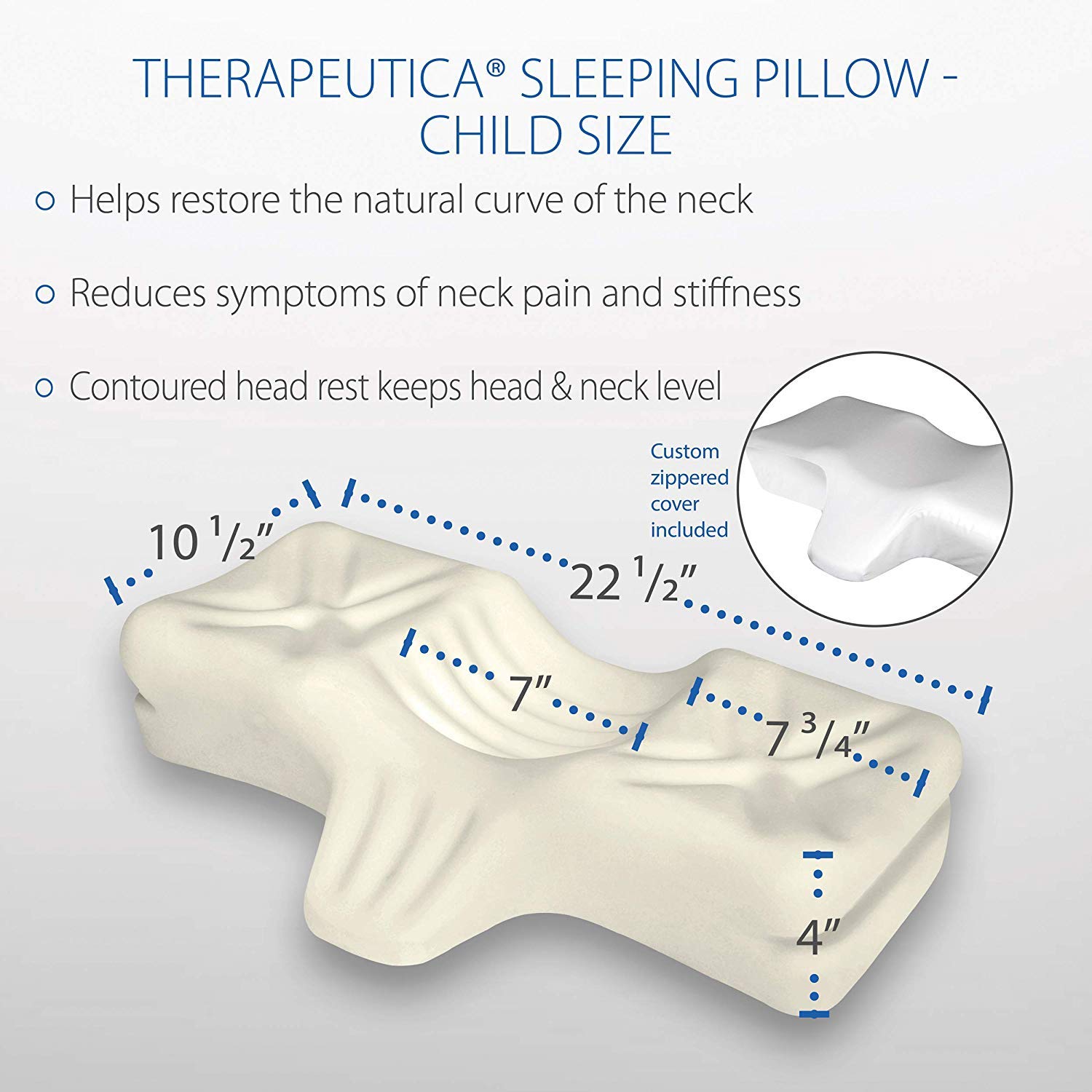 Therapeutica Orthopedic Sleeping Pillow for Neck Pain Relief - Medium Firm Support for Side, Back & Stomach Sleepers - Perfect for Home, Travel & Office Use