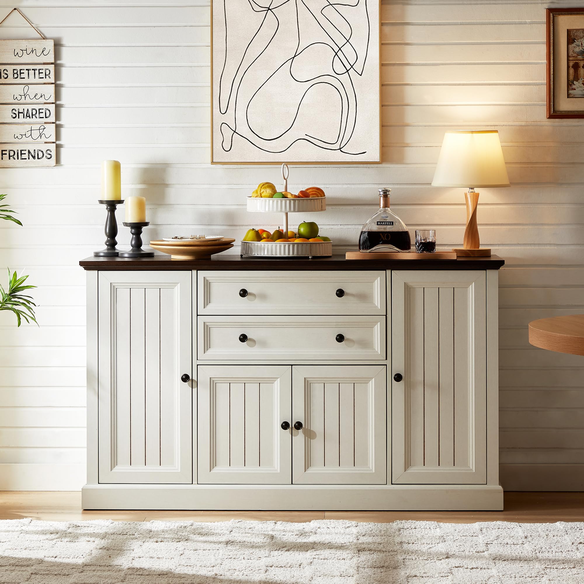 Rustic Farmhouse Sideboard Buffet Cabinet 58
