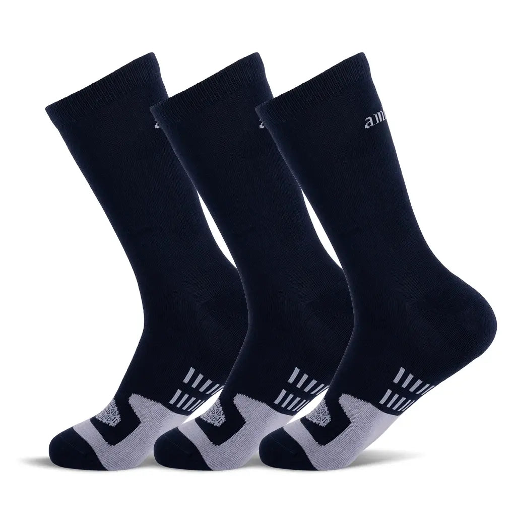 3 Pack of Comfortable Cobalt Blue Socks for Men & Women - Soft Breathable Cotton Crew Socks for Everyday Wear, Sports & Workout - Perfect for Running, Hiking & Casual Outfits