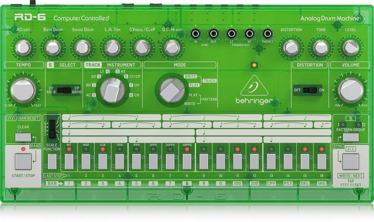 Behringer RD-6-LM Analog Drum Machine - Lime Translucent | Professional Electronic Music Production Tool for DJs & Producers | Perfect for Live Performances & Studio Recording