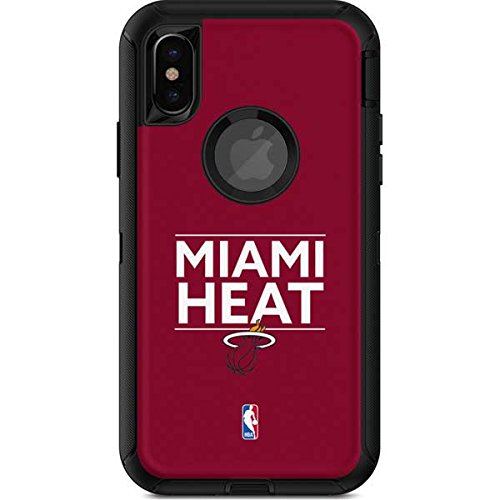 Officially Licensed NBA Miami Heat Red Design Skinit Decal Skin Compatible with OtterBox Defender for iPhone X/XS - Perfect for Basketball Fans & Phone Protection