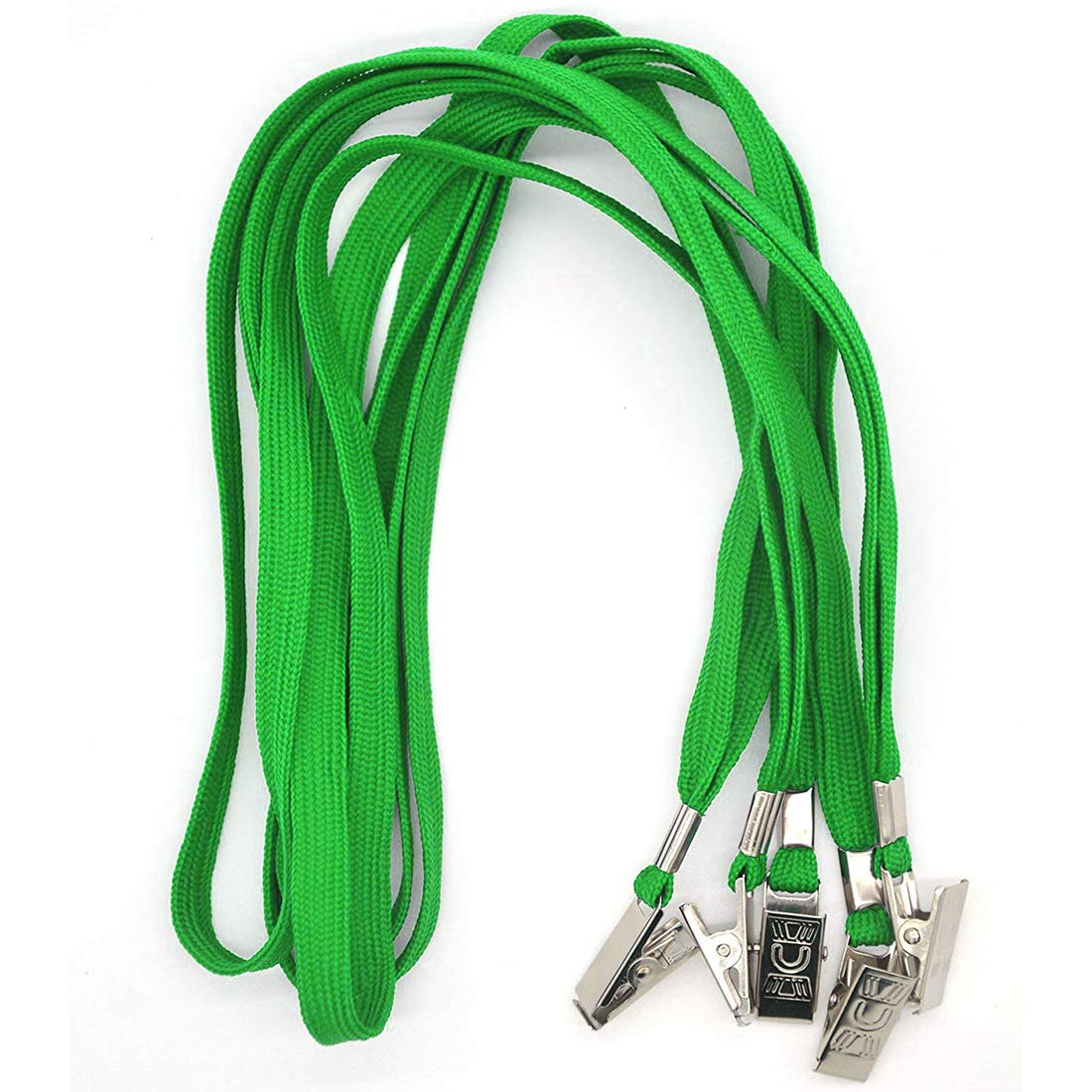 100 Pack Green Bird Lanyards with Bulldog Clip - for ID Badges & Events
