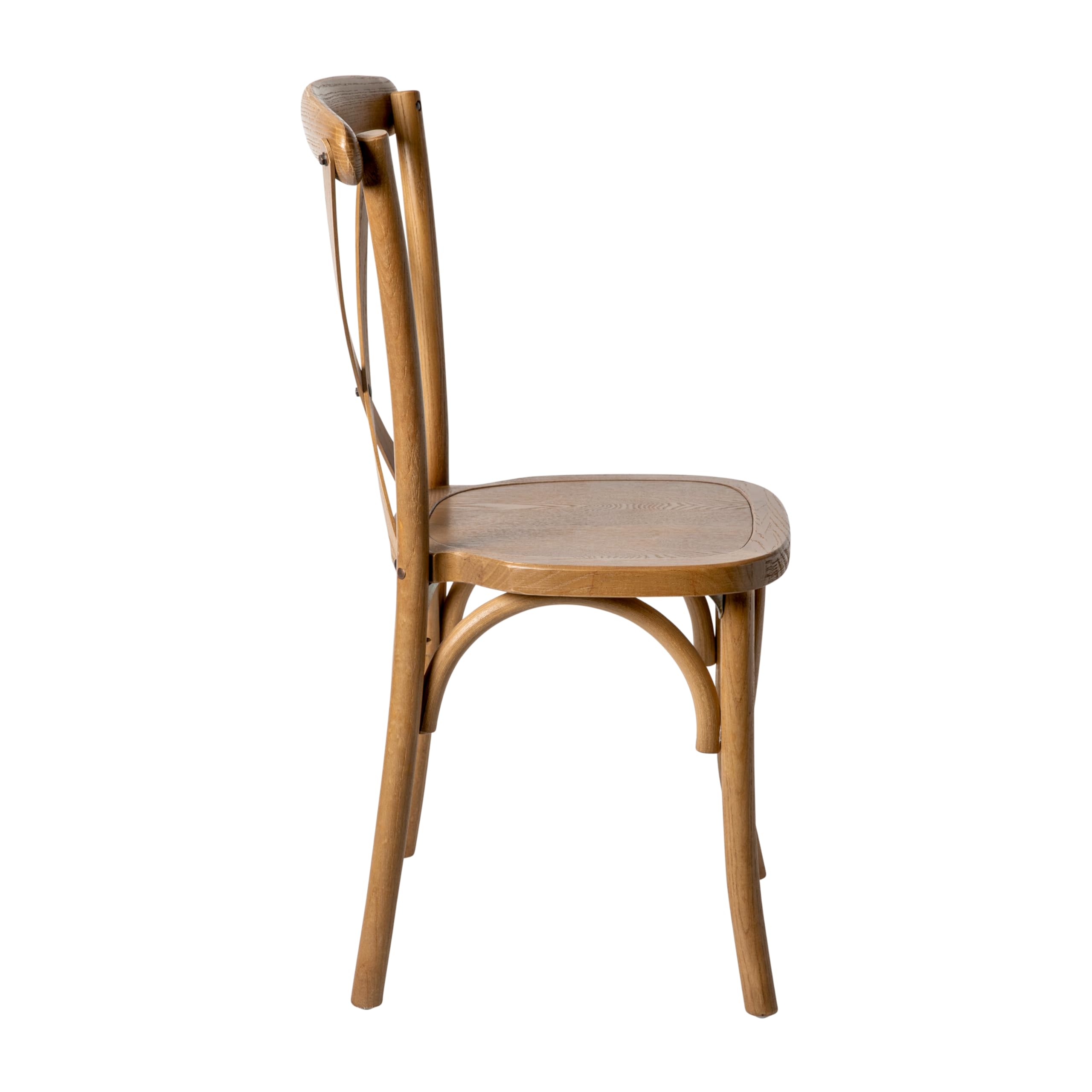 Stackable Pecan Wood Cross Back Chair - Durable & Comfortable Dining Chairs for Kitchen, Restaurant, and Outdoor Patio Use