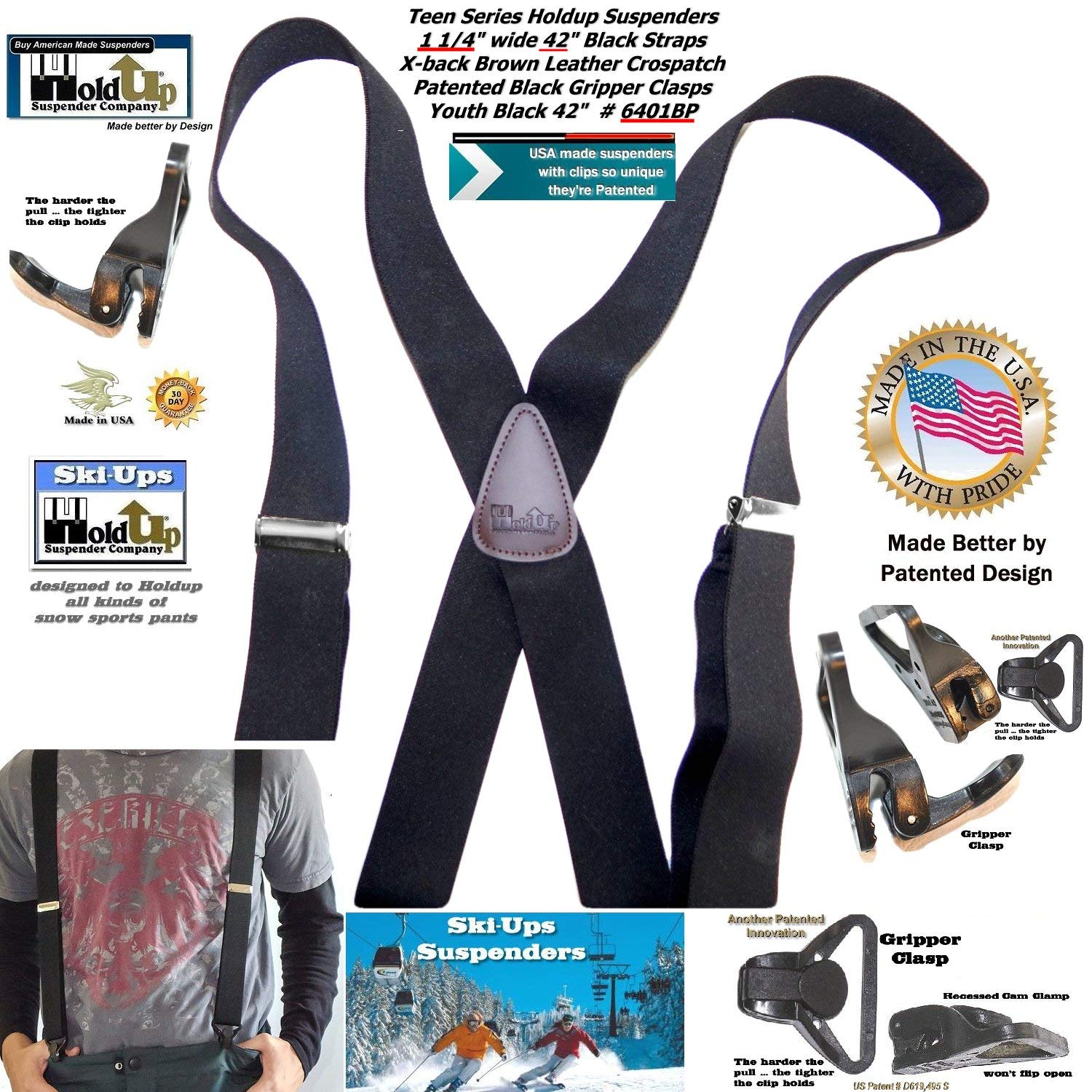 Boys Suspenders with Patented Gripper Clasp - Perfect for School & Formal Wear