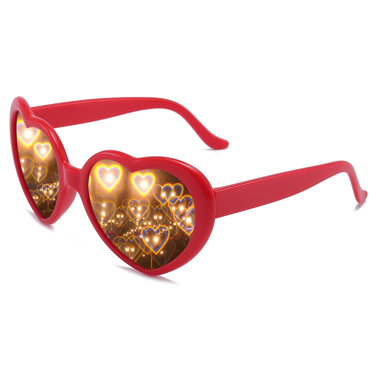 Heart-Shaped Sunglasses with Diffraction Effect - Fun Festival, Rave & Party Glasses - Unique Love Gift for Valentine's Day, Concerts & Music Festivals