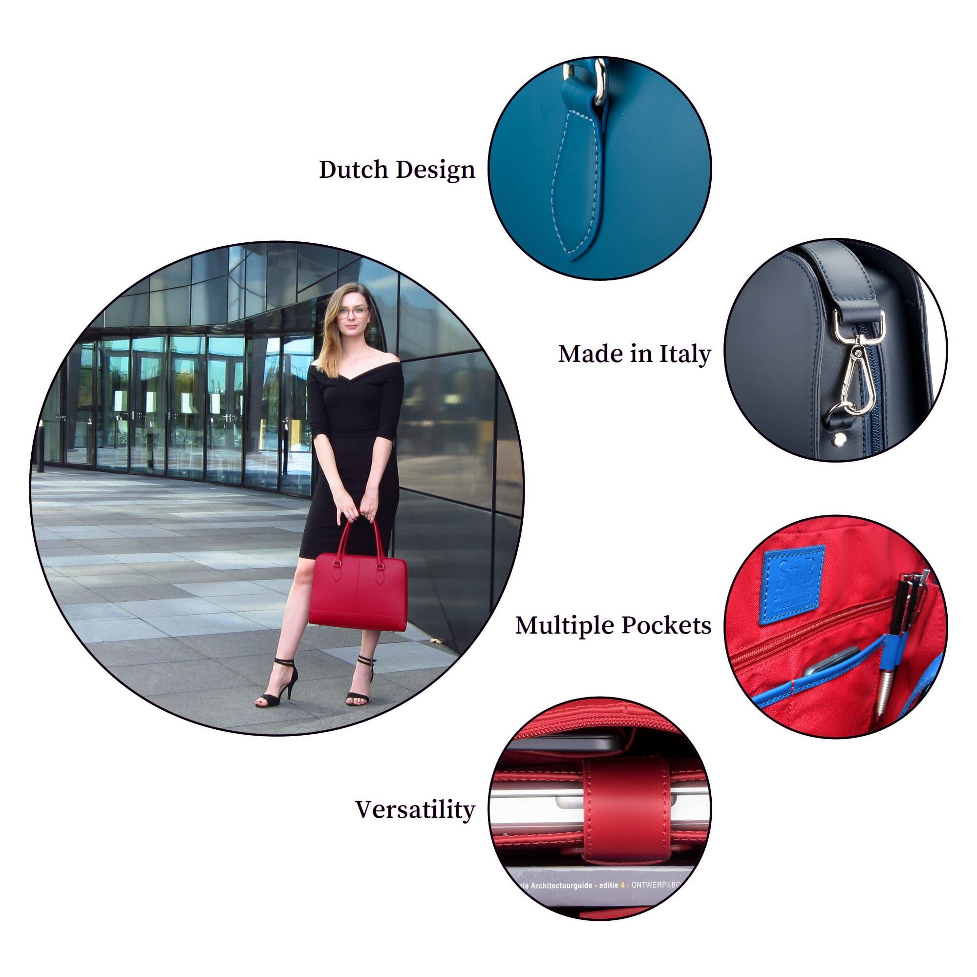 Stylish Women's Leather Laptop Bag for 14