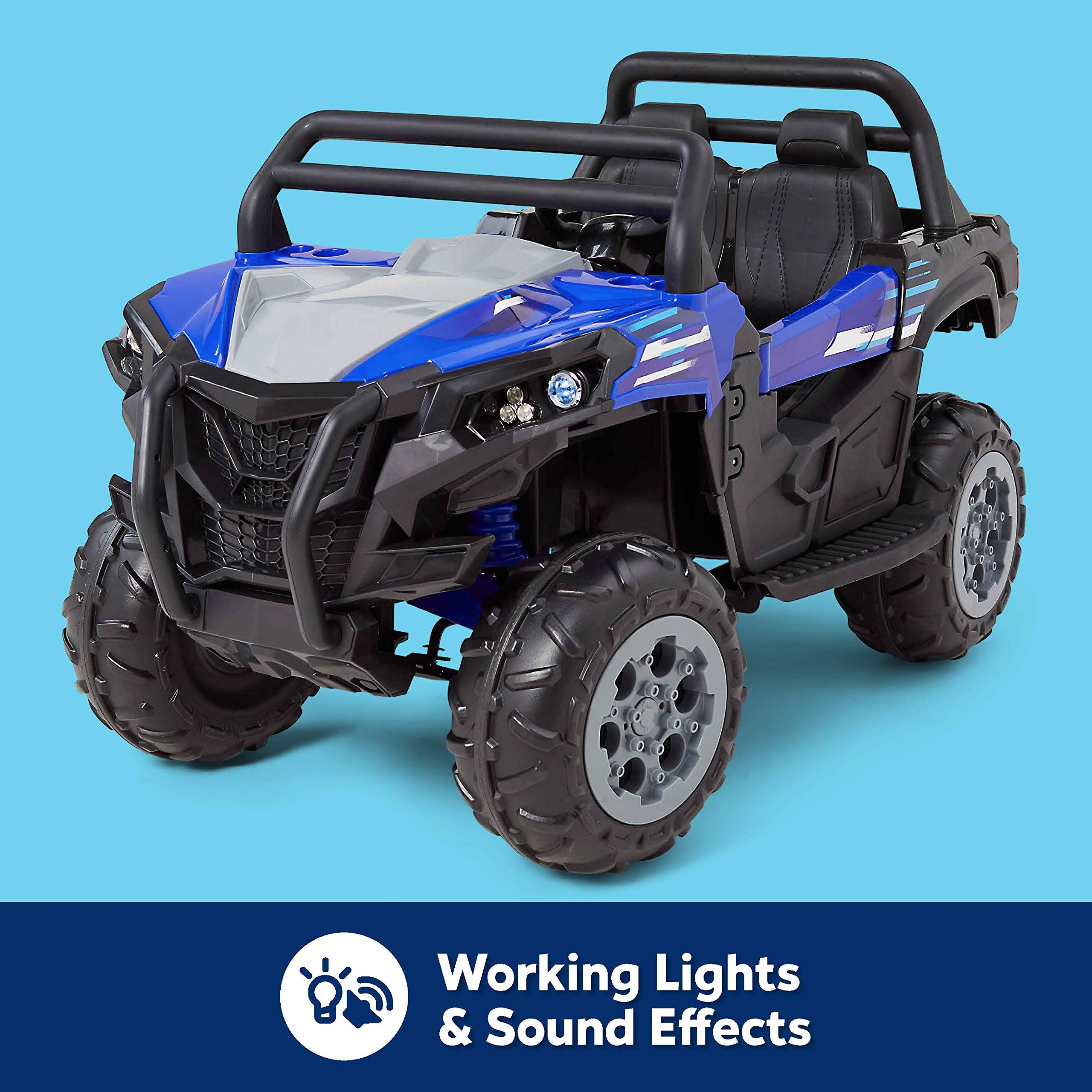 Kid Trax UTV 12V Electric Ride-On Toy for Toddlers & Kids Ages 3-7 | 110 lbs Weight Capacity | Single or Double Riders | Blue | Perfect for Backyard Play & Outdoor Adventures