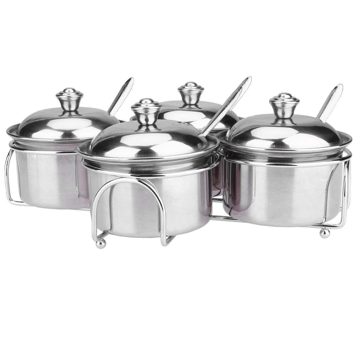 Hemoton 4-Piece Stainless Steel Spice Storage Box Set with Lids - Small Kitchen Seasoning Containers for Salt, Sugar, Pepper & Condiments | Perfect for Pantry Organization & Cooking Essentials