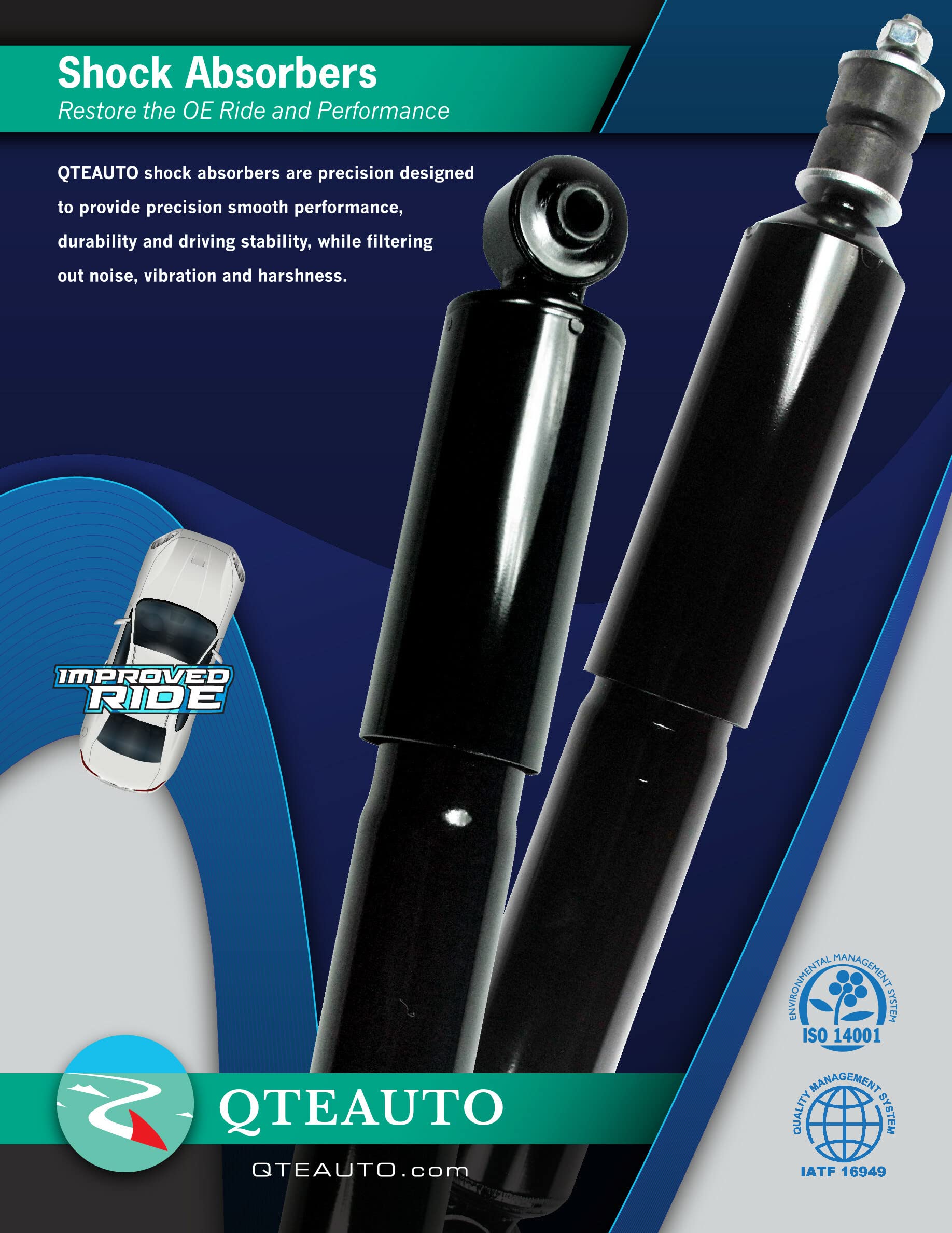 PM Auto Pair of 2 Rear Shock Absorbers for 2006-2023 Dodge Charger - Heavy Duty Suspension Replacement for Smooth Ride & Enhanced Handling - Perfect for Daily Commuting, Road Trips & Performance Driving