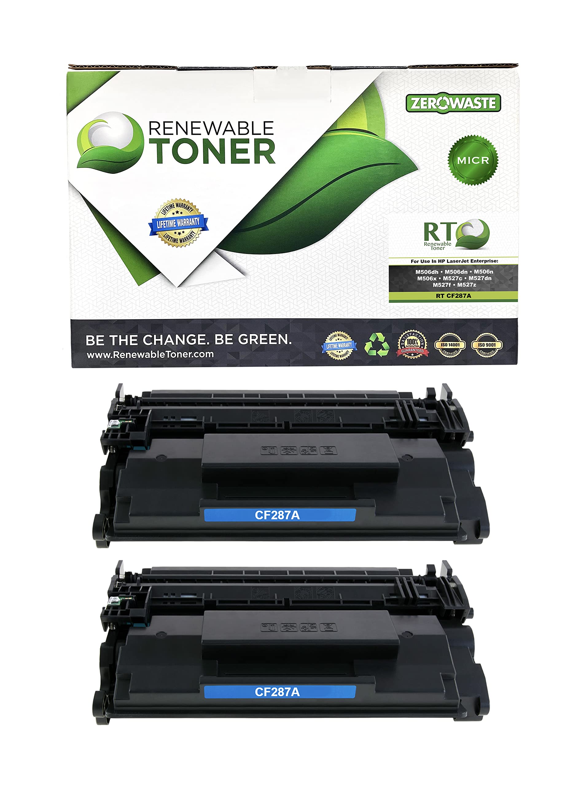 87A RT MICR Compatible Toner Cartridge for HP 287A/87X | Works with HP LaserJet M501/M506/MFP M527 Printers | CF287A/CF287X Magnetic Ink Check Printing (2-Pack) | Perfect for Business Checks, Bank Documents & Financial Forms