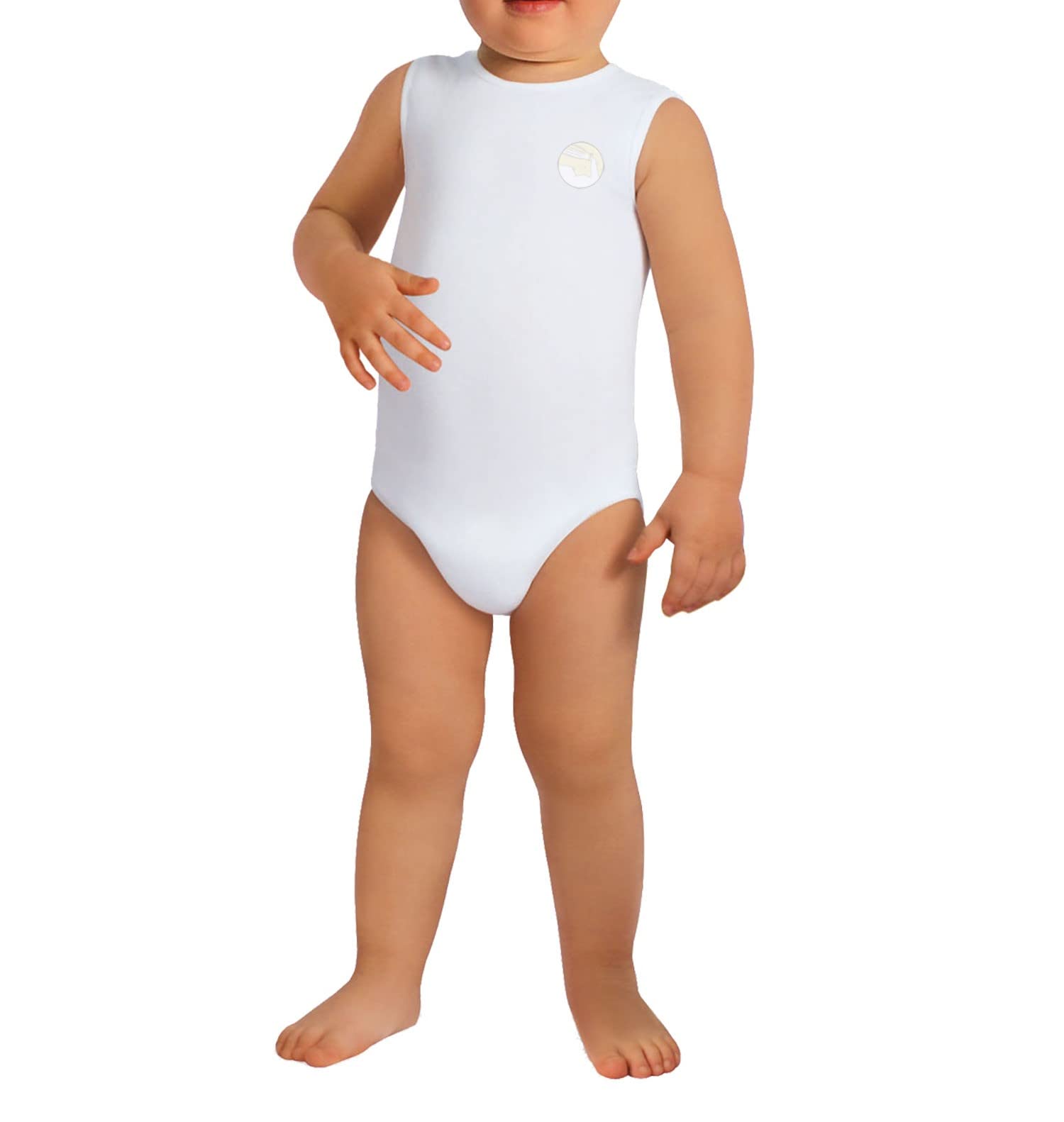 RelaxMaternity Baby 5921 Organic Milk Fiber Sleeveless Bodysuit for Boys & Girls | Soft & Breathable | One Size Fits 6-36 Months | 100% Made in Italy | Perfect for Summer, Playtime & Everyday Comfort