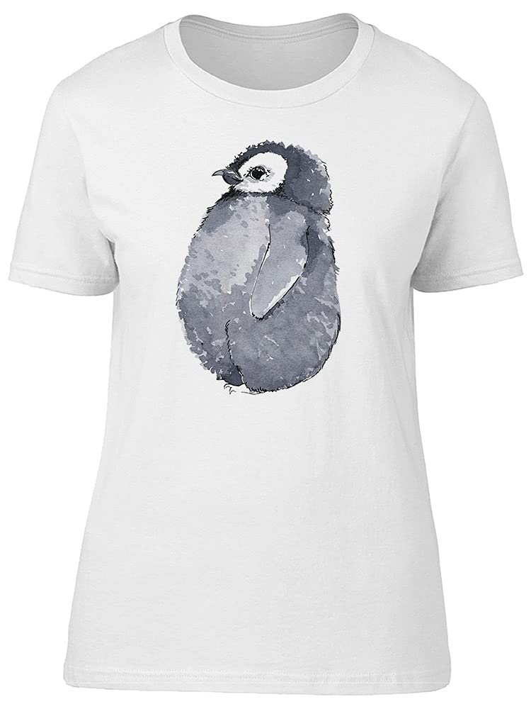 Smartprints Soft Watercolor Baby Penguin T-Shirt for Women - Cute White Graphic Tee for Casual Wear, Outfits & Gifts