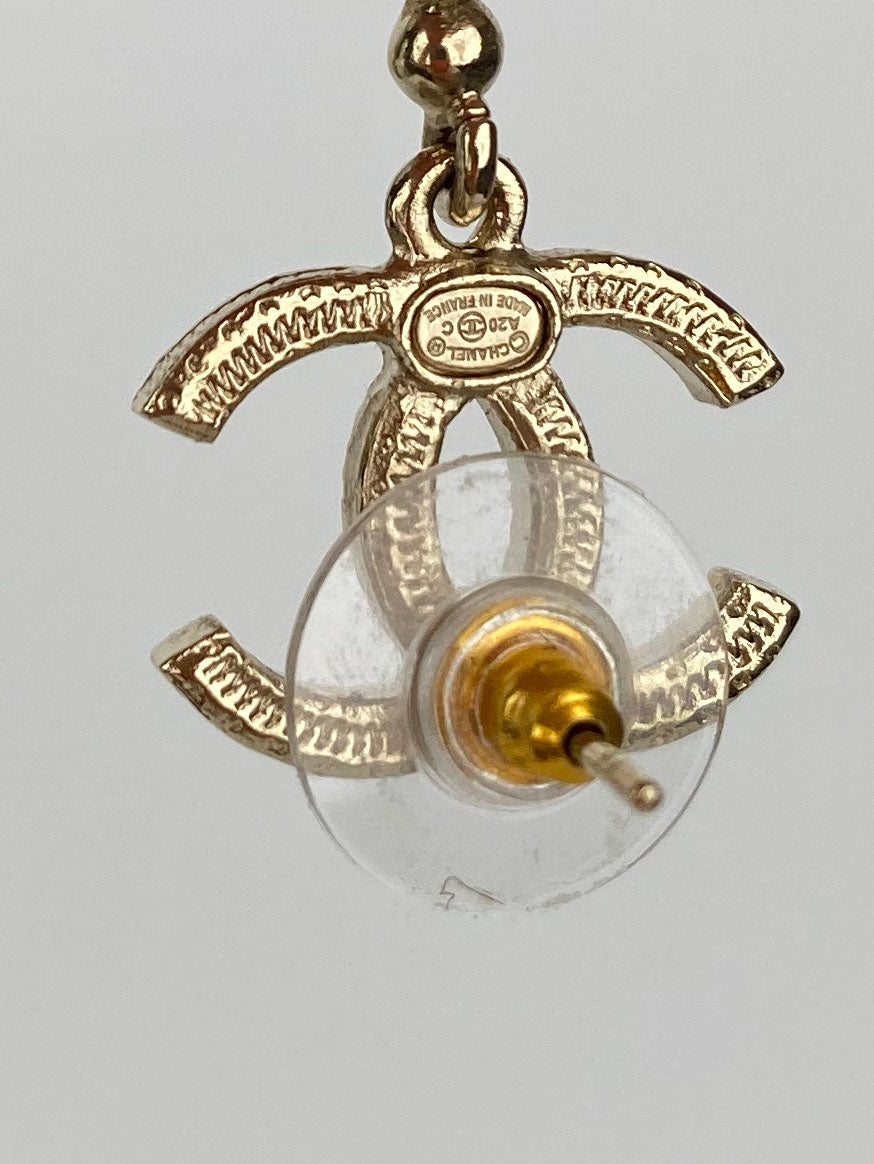 Chanel Gold CC Crystal & Charms Drop Earrings for Women - Luxury Fashion Jewelry for Parties, Weddings & Special Occasions