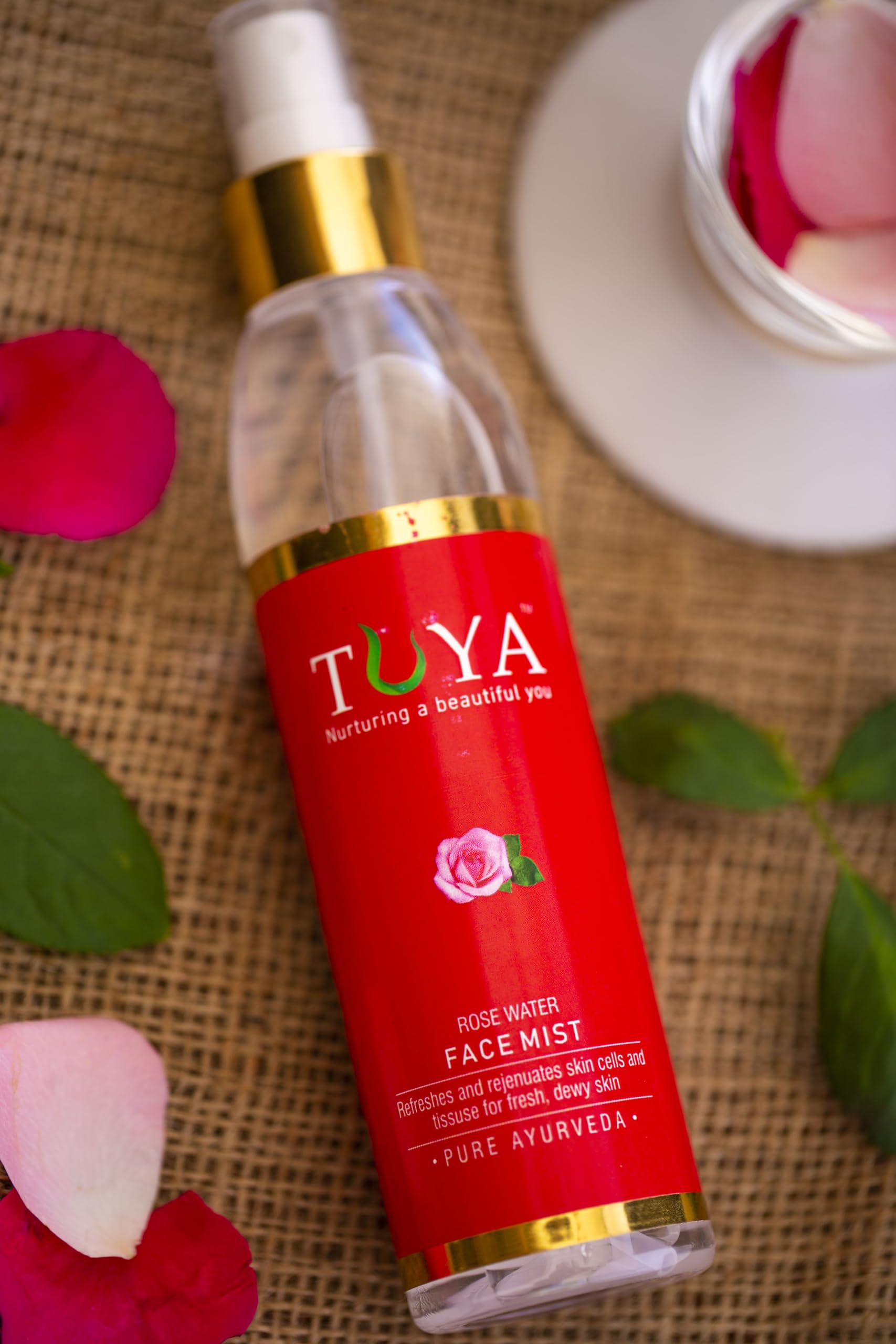 TUYA Rose Water Face Mist - 180ml Hydrating Facial Spray for Dry Skin, Natural Toner & Makeup Setting Spray - Perfect for Skincare Routine & On-the-Go Refreshment