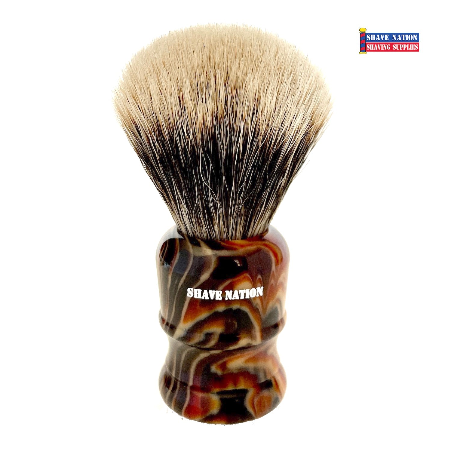 Premium Shaving Brush with Tiger Swirl Resin Handle & Finest Badger Hair - Perfect for Wet Shaving, Grooming Kits & Men's Skincare Routine
