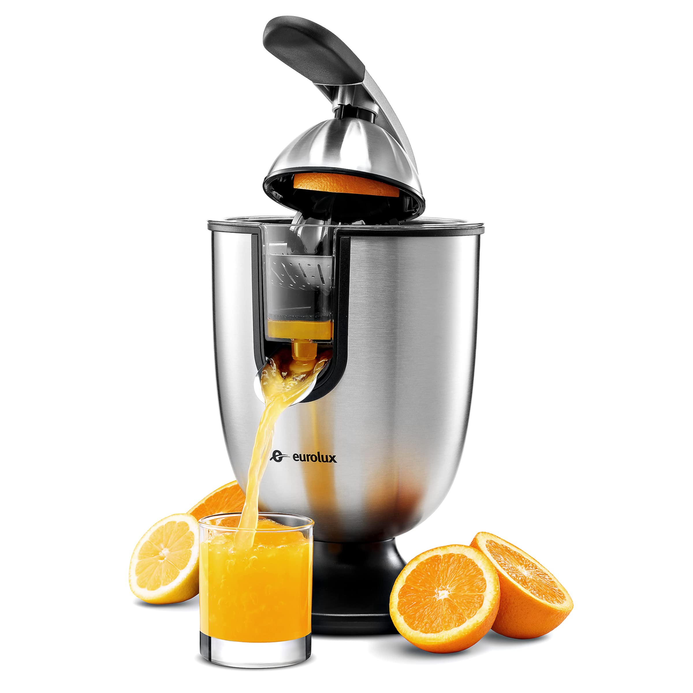 Eurolux Electric Orange Juicer Squeezer - High Efficiency Citrus Press for Fresh Juice (Renewed) - Perfect for Breakfast, Brunch & Healthy Home Juicing