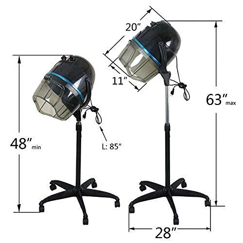 Professional Adjustable Hooded Floor Hair Dryer with Timer & Wheels - Microdermabrasion Salon Equipment for Hair Styling & Beauty Treatments