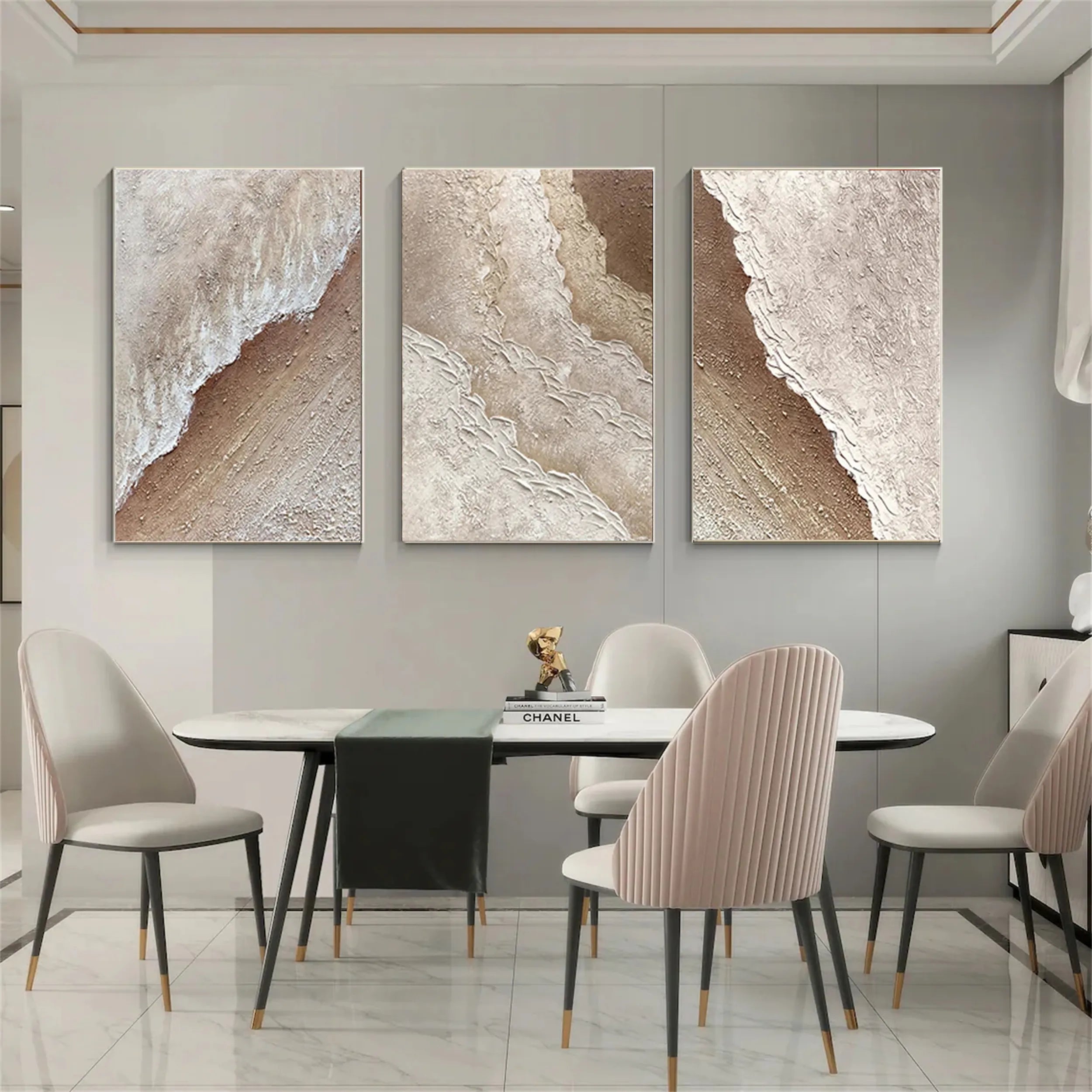 Ocean and Sky Wall Art Set of 3 - Coastal Beach Decor Paintings for Living Room, Bedroom & Office - Modern Seascape Canvas Prints (OS 147)