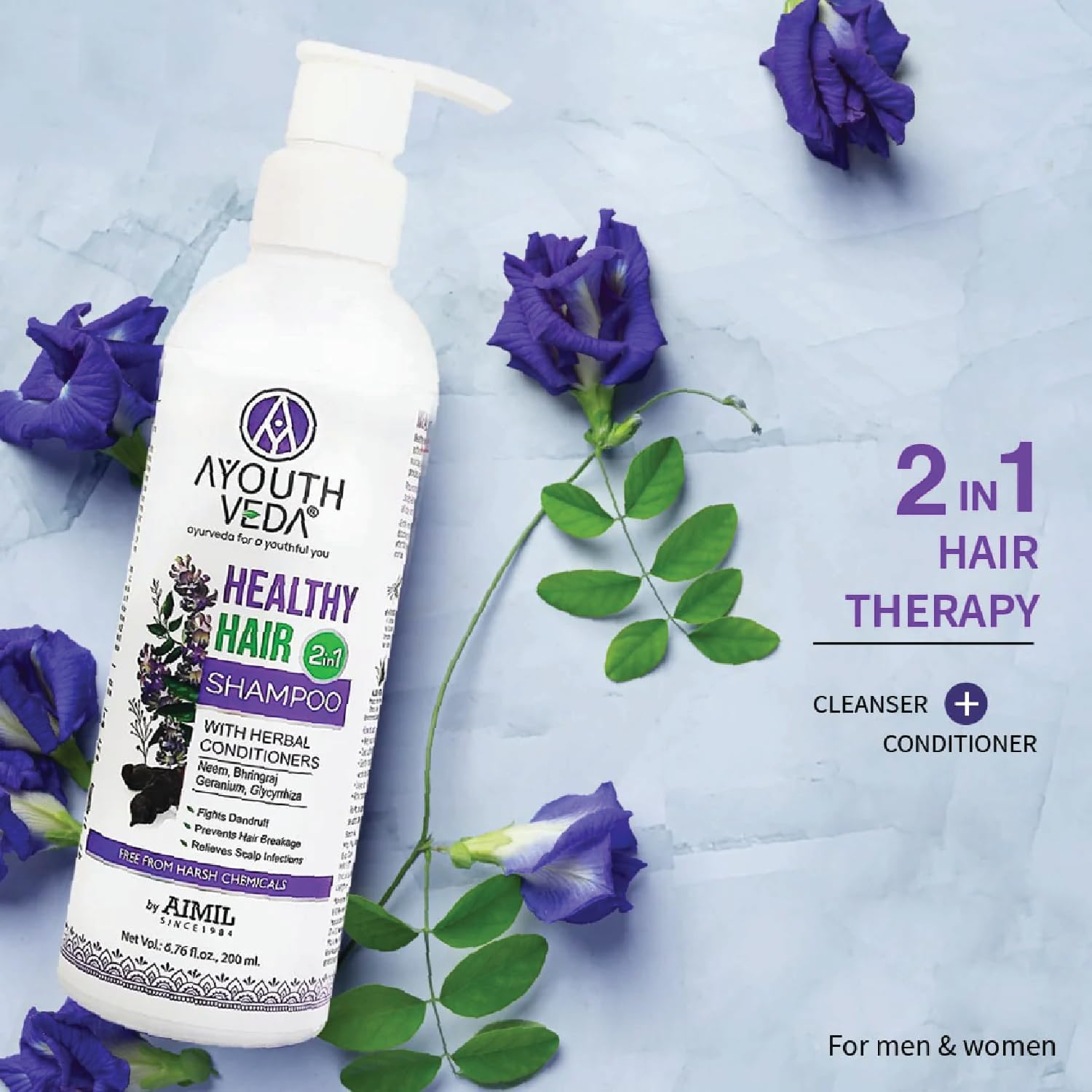 Ayurvedic Bhringraj & Shikakai Hair Growth Shampoo 200ml - Natural Herbal Shampoo for Women to Prevent Hair Breakage & Dandruff | Sulfate-Free Hair Cleanser with Conditioner | Perfect for Daily Hair Care & Scalp Nourishment (Pack of 1)