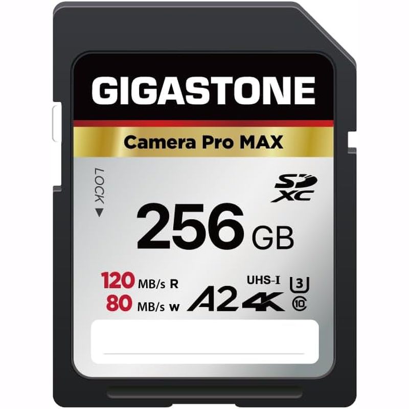 Gigastone 128GB or 256GB SDXC V30 UHS-I Memory Card - High Speed for DSLR Cameras, Drones, and 4K Video Recording