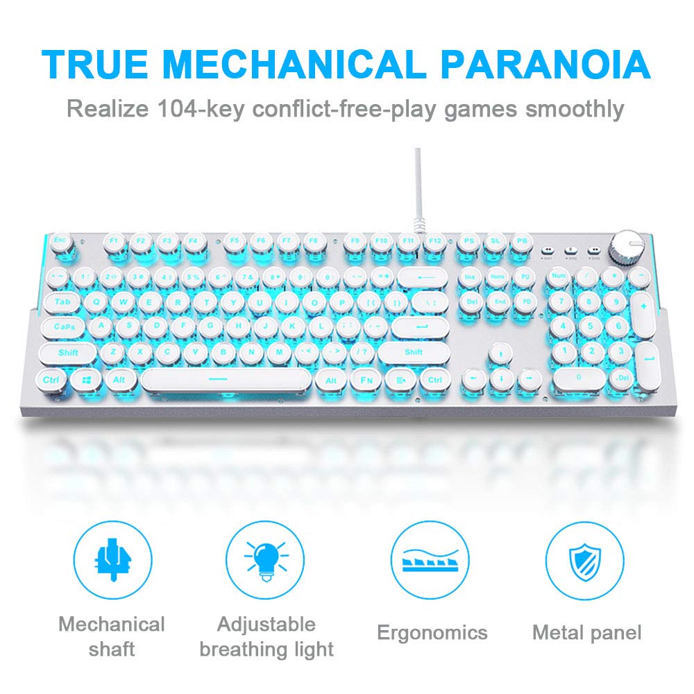 REDSHORE Mechanical Gaming Keyboard and Mouse Combo - Full Size RGB Backlit Wired Keyboard with Punk Design, Ergonomic Mouse for PC, Desktop, Laptop - Perfect for Gaming, Office Work, and Streaming (Black Blue)