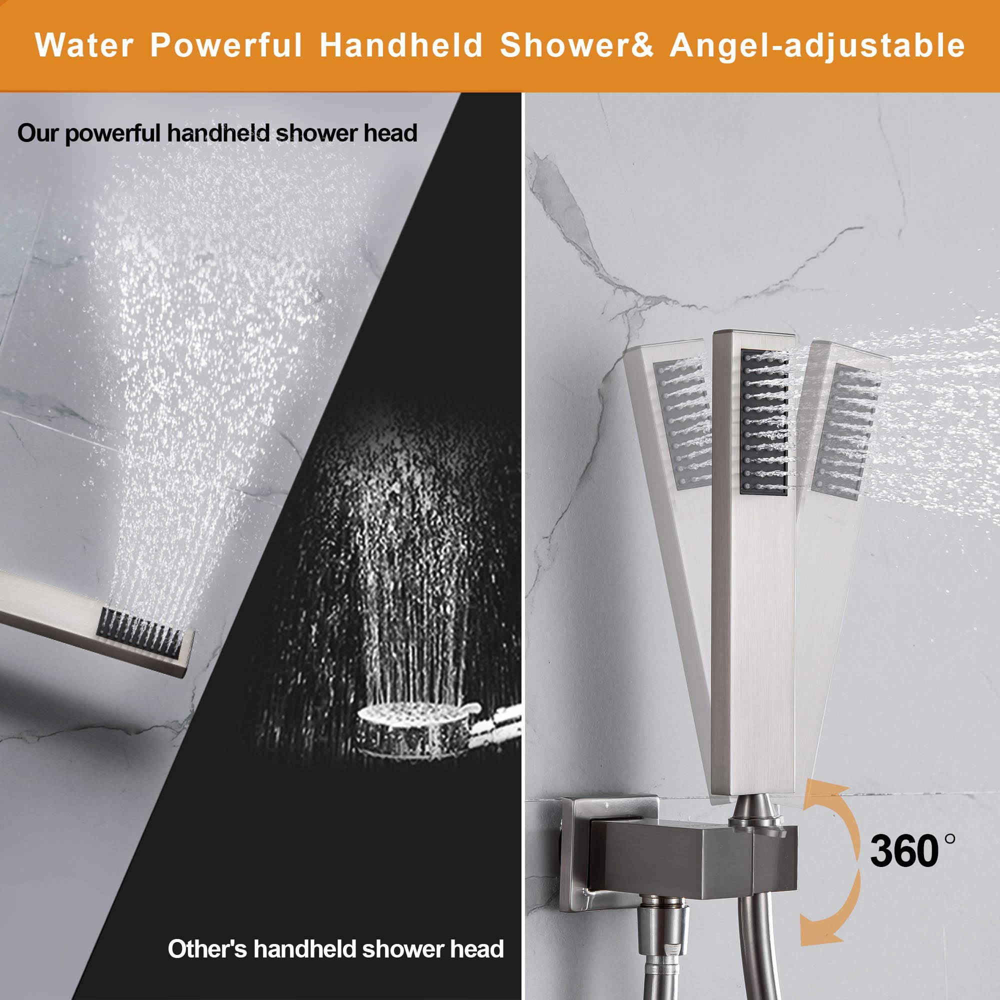 Luxury 10 Inch Rain Shower System with Handheld Shower Head - Wall Mounted Bathroom Faucet Set with Rough-in Valve & Trim Kit in Brushed Nickel - Perfect for Spa-Like Shower Experience in Master Bathrooms & Modern Home Renovations