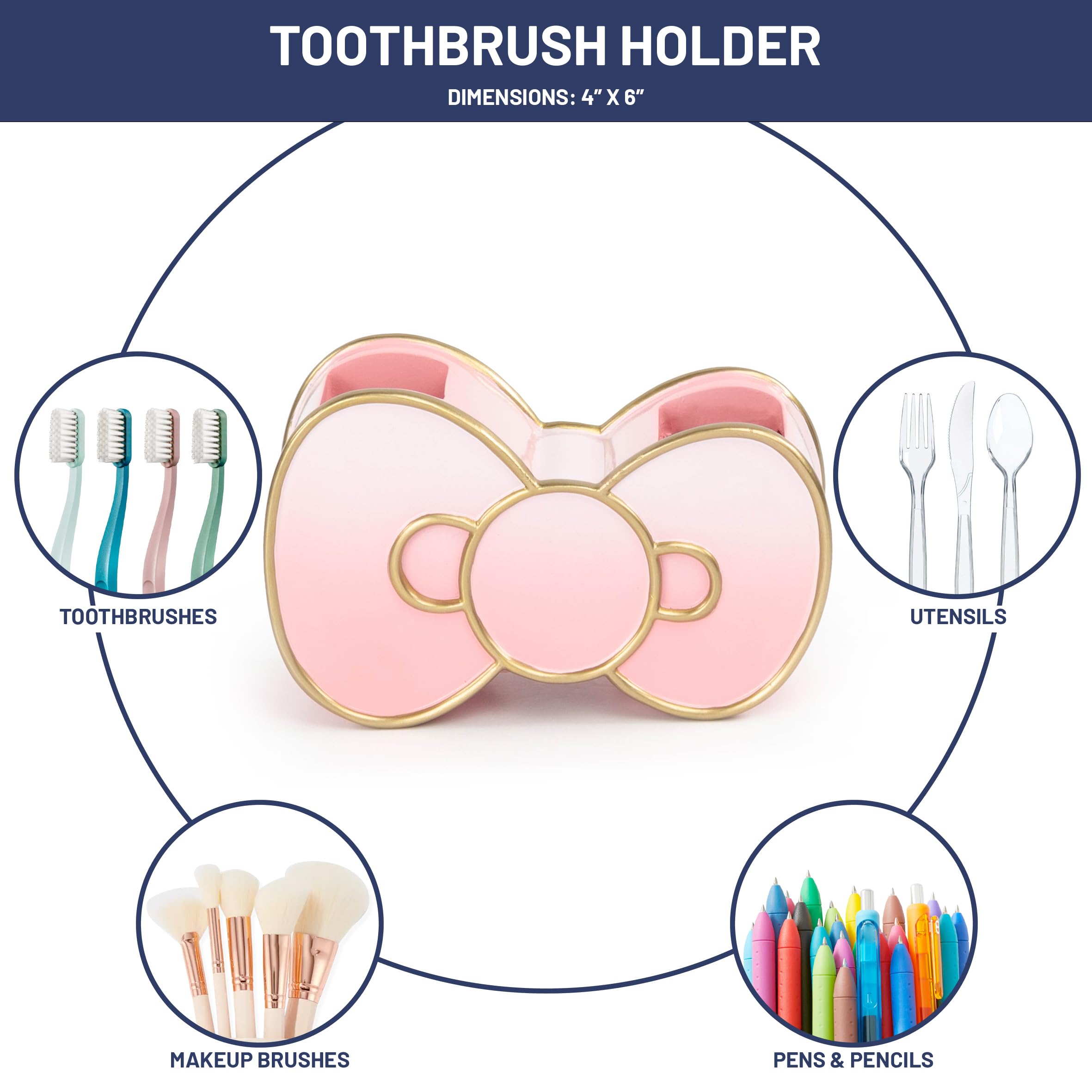 Jay Franco Hello Kitty Bathroom Accessories Set - 2-Piece Pink Resin Toothbrush Holder & Soap Dish for Girls' Bathroom Decor & Storage | Cute Kawaii Shower Organizer for Kids, Teens & Kitty Lovers