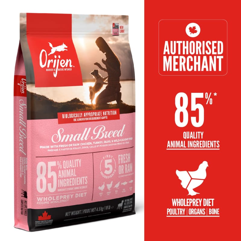 ORIJEN Small Breed Dry Dog Food - Premium Grain-Free Recipe for Toy & Mini Dogs (2 Sizes) - Perfect for Active Small Dogs & Puppies at Home or Travel