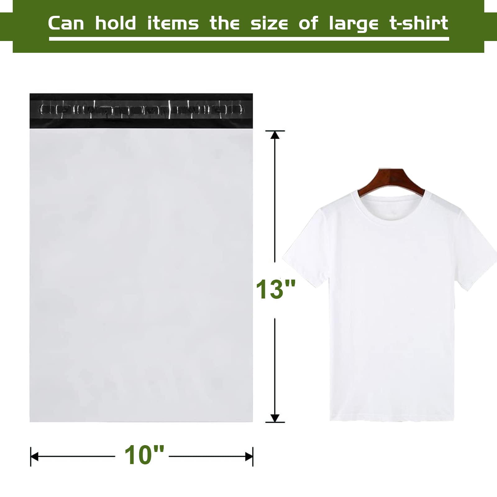 10x13-inch White Poly Mailers Envelopes - 100 Pack 2.5 Mil Self-Sealing Shipping Bags | Perfect for Ecommerce, Small Business & Online Store Packaging