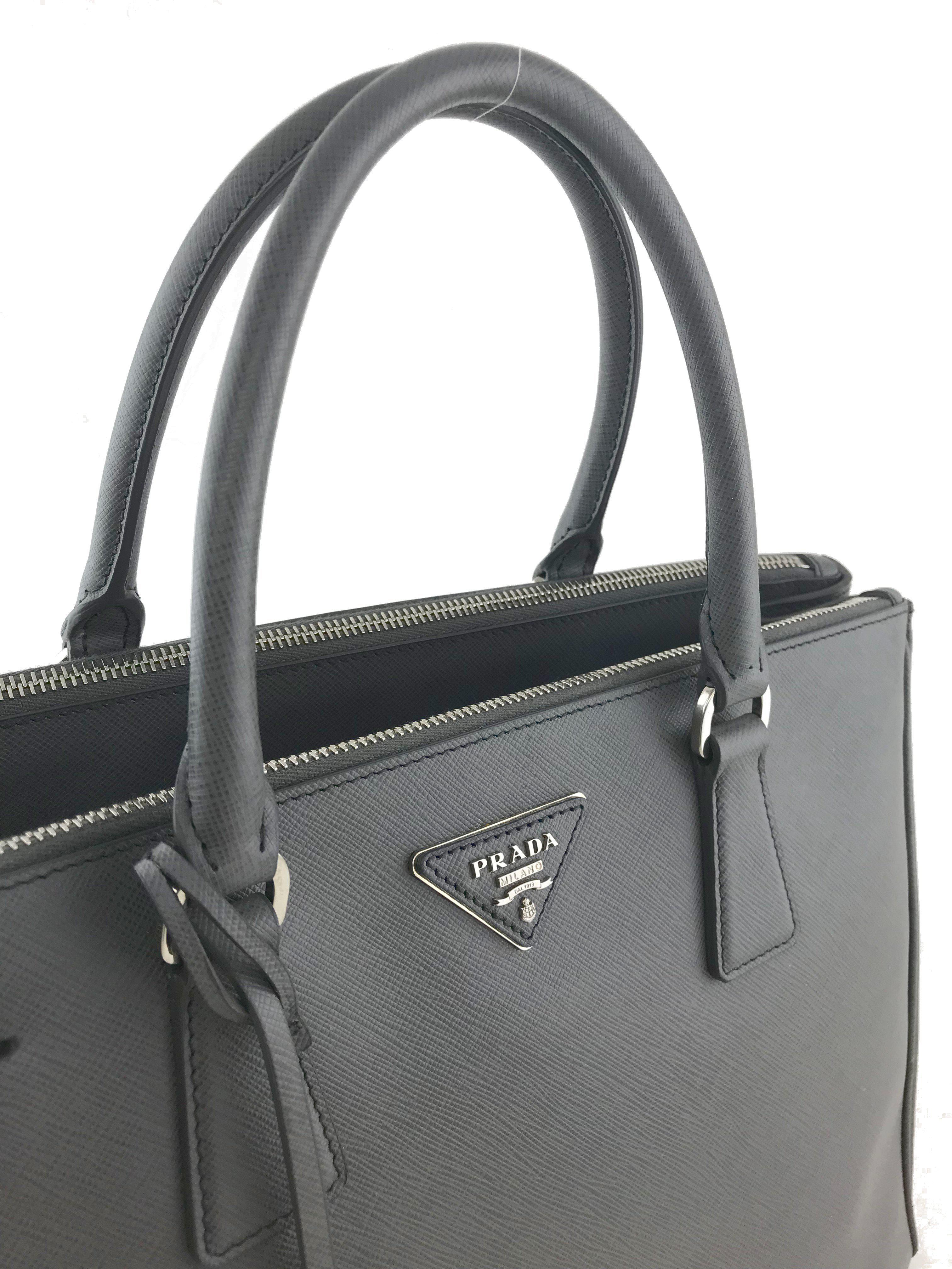 Prada Saffiano Lux Double Zip Medium Tote Bag - Genuine Leather Luxury Handbag for Women | Perfect for Work, Travel & Everyday Use