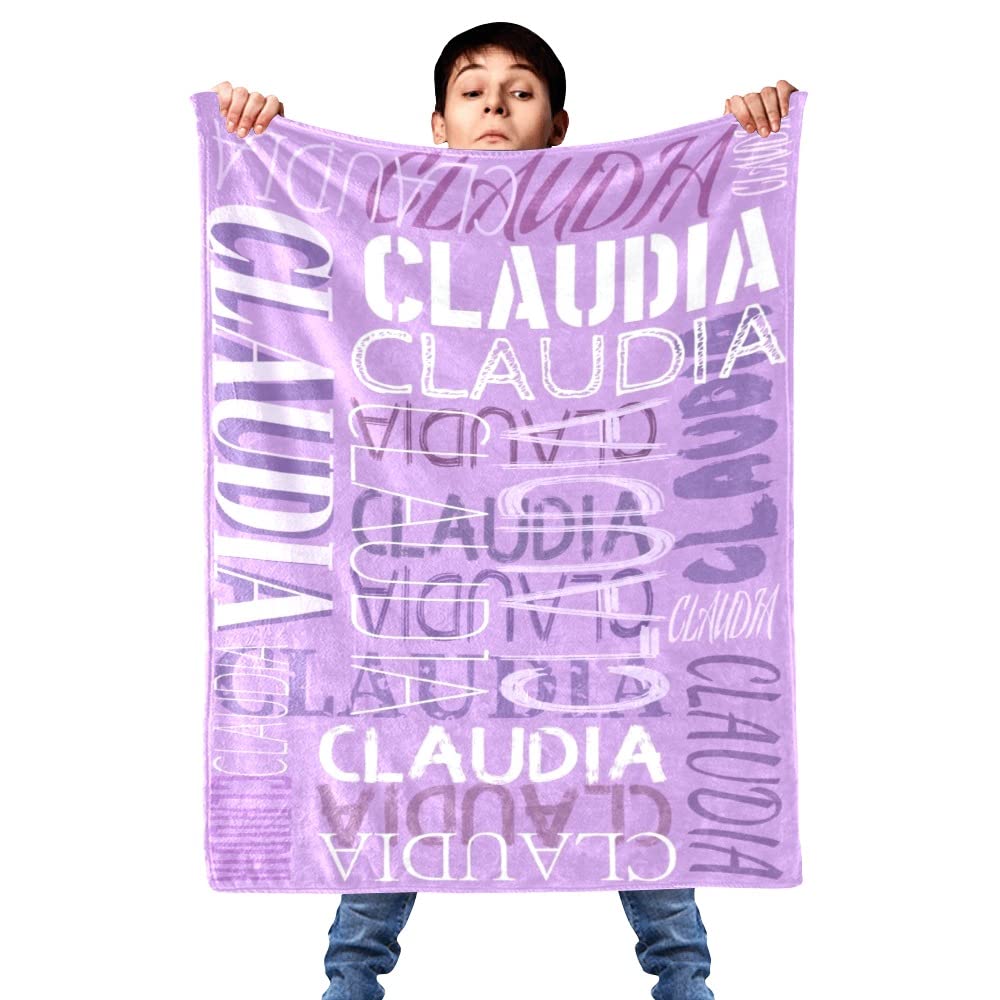 Personalized Baby Blankets with Name - Custom Embroidered Blankets for Boys, Girls & Adults - Soft Purple Fleece Blanket for Nursery, Gift & Travel