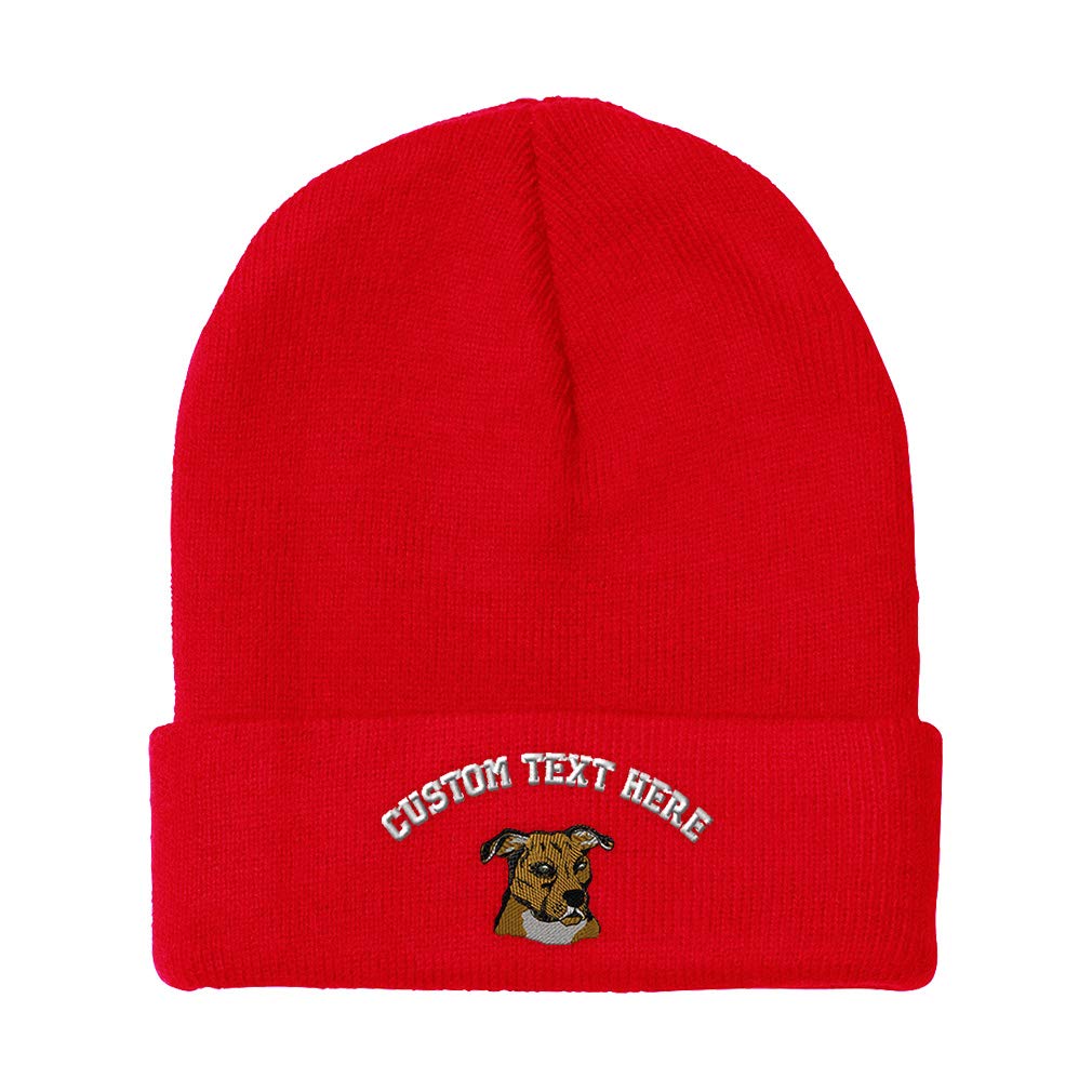 Custom Pitbull Embroidered Beanies for Men & Women - Acrylic Skull Cap Winter Hats with Dog Design - Perfect for Cold Weather, Outdoor Activities & Dog Lovers