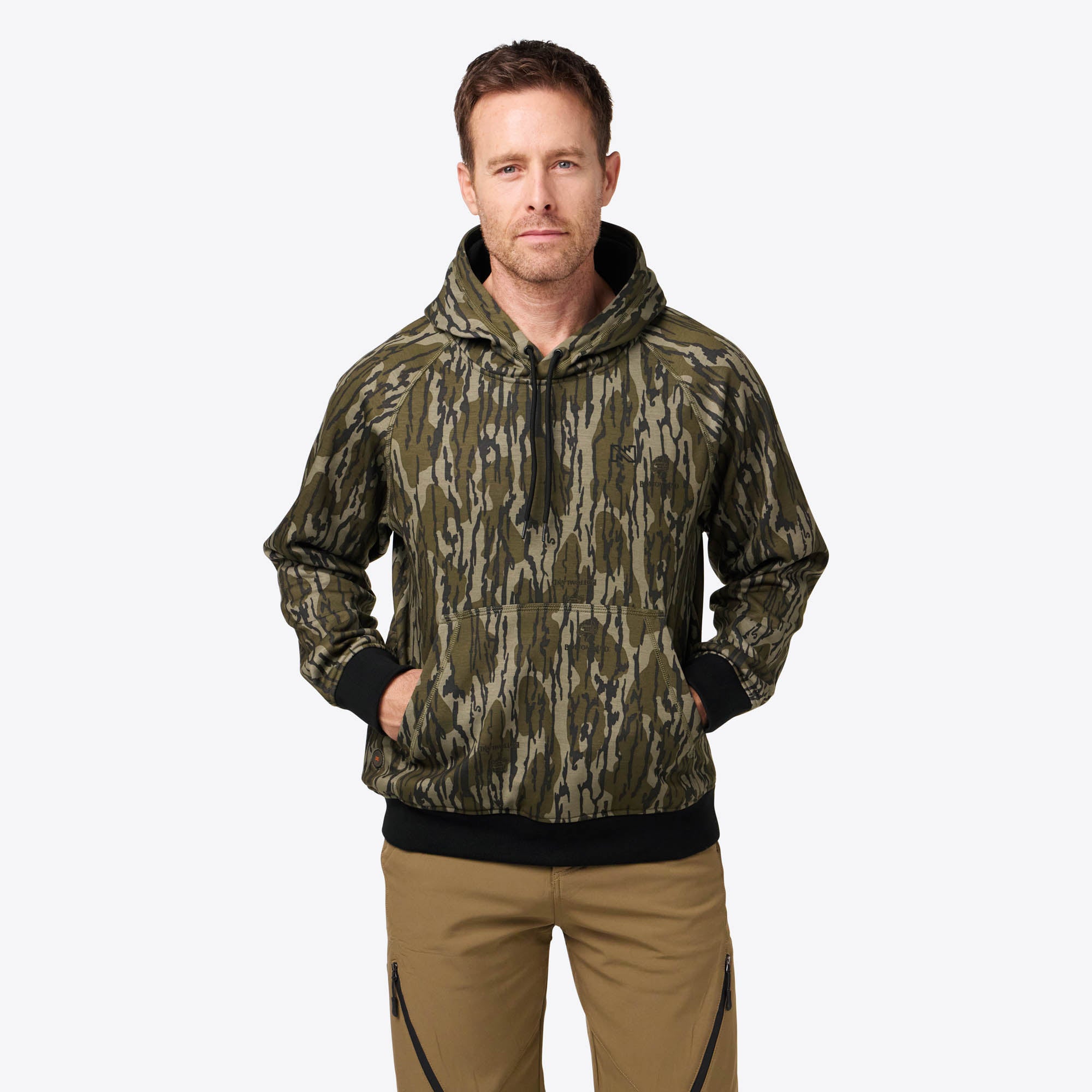 BLX Mossy Oak Heated Pullover for Men - Battery Heated Jacket with Adjustable Temperature - Perfect for Hunting, Fishing & Outdoor Winter Activities
